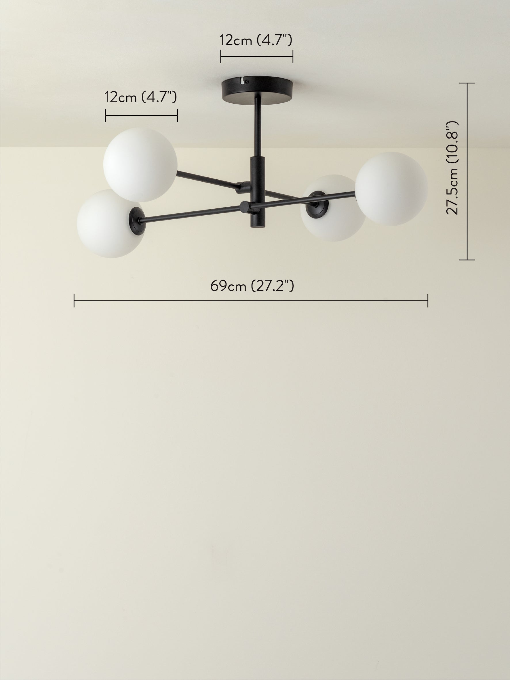 Chelso - 4 light matt black and opal flush | Ceiling Light | Lights & Lamps Inc | Modern Affordable Designer Lighting | USA