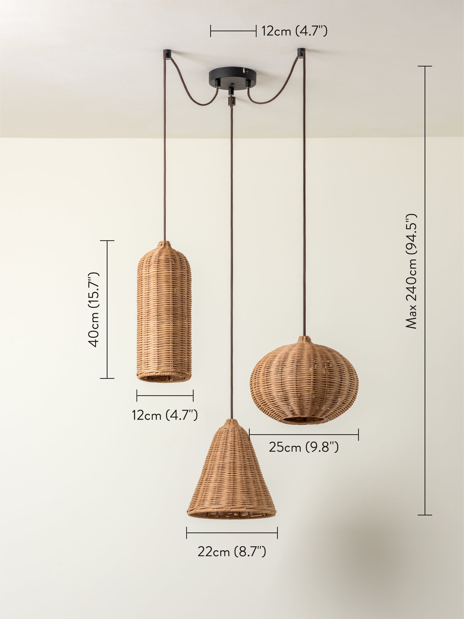 Aditi - 3 light rattan pendant | Ceiling Light | Lights & Lamps Inc | Modern Affordable Designer Lighting | USA