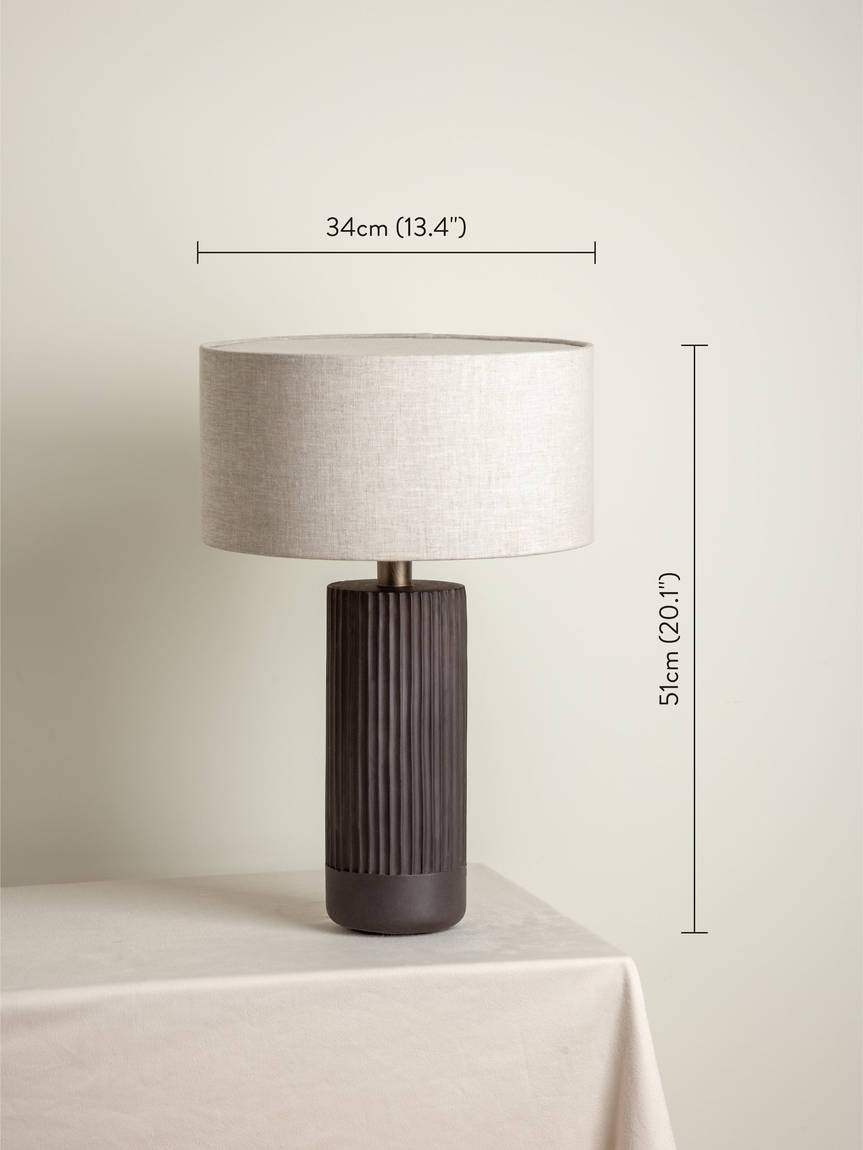Nitara - chocolate ribbed concrete table lamp | Table Lamp | Lights & Lamps Inc | Modern Affordable Designer Lighting | USA