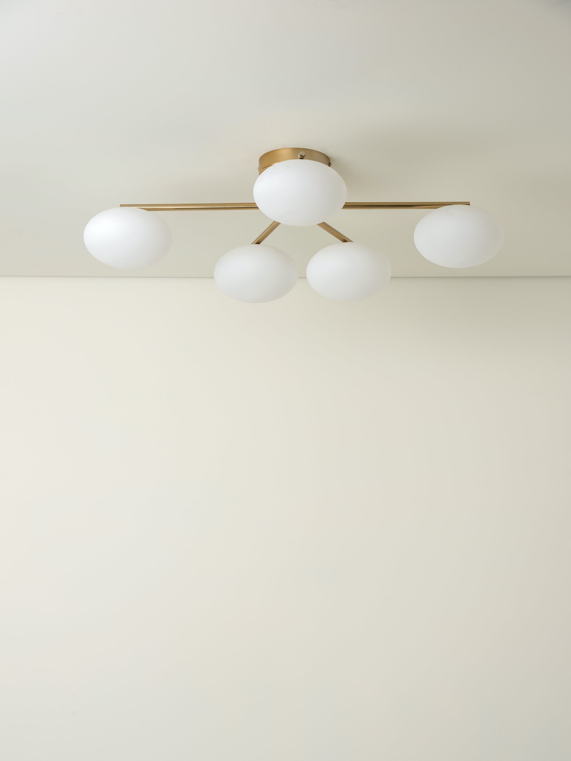 Imperial - 5 light brass and opal flush | Ceiling Light | Lights & Lamps Inc | Modern Affordable Designer Lighting | USA