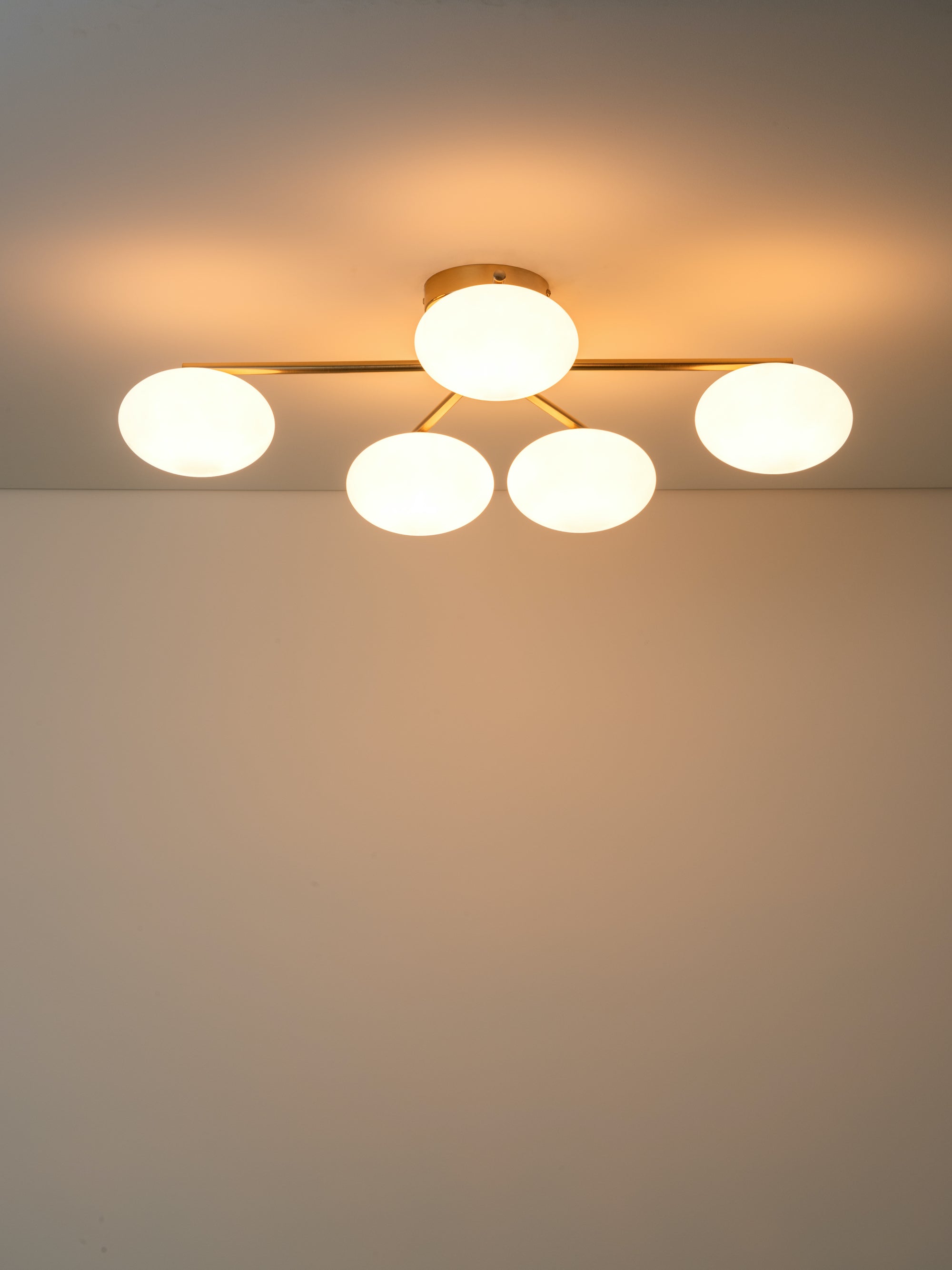 Imperial - 5 light brass and opal flush | Ceiling Light | Lights & Lamps Inc | Modern Affordable Designer Lighting | USA