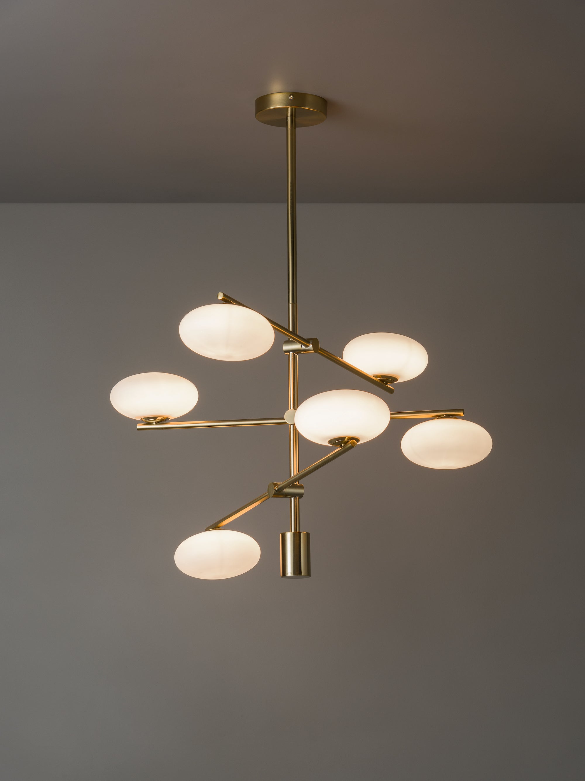 Imperial - 6 light brass and opal pendant | Ceiling Light | Lights & Lamps Inc | Modern Affordable Designer Lighting | USA