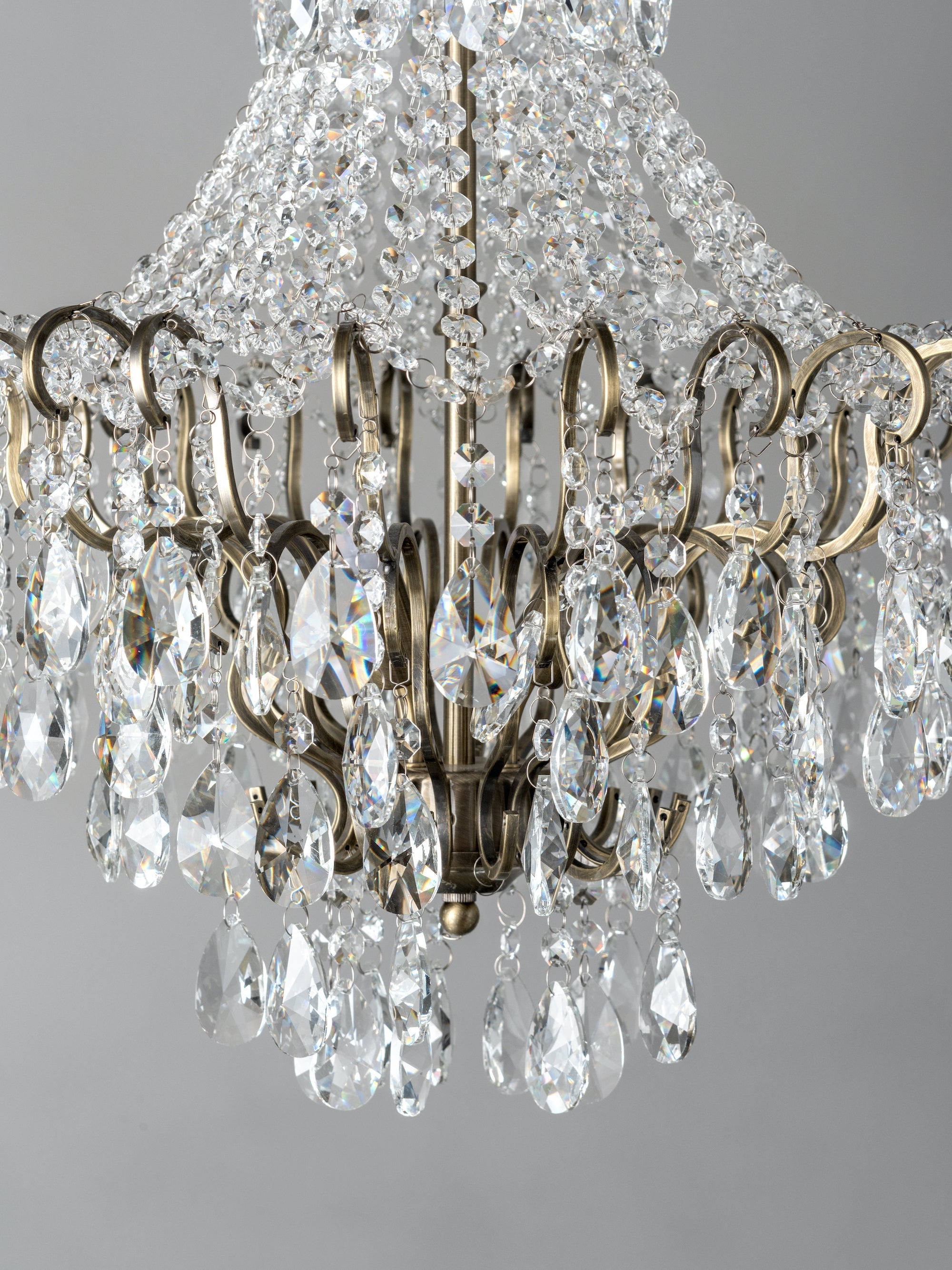 Lina - 4 light antique brass crystal glass chandelier | Ceiling Light | Lights & Lamps Inc | Modern Affordable Designer Lighting | USA