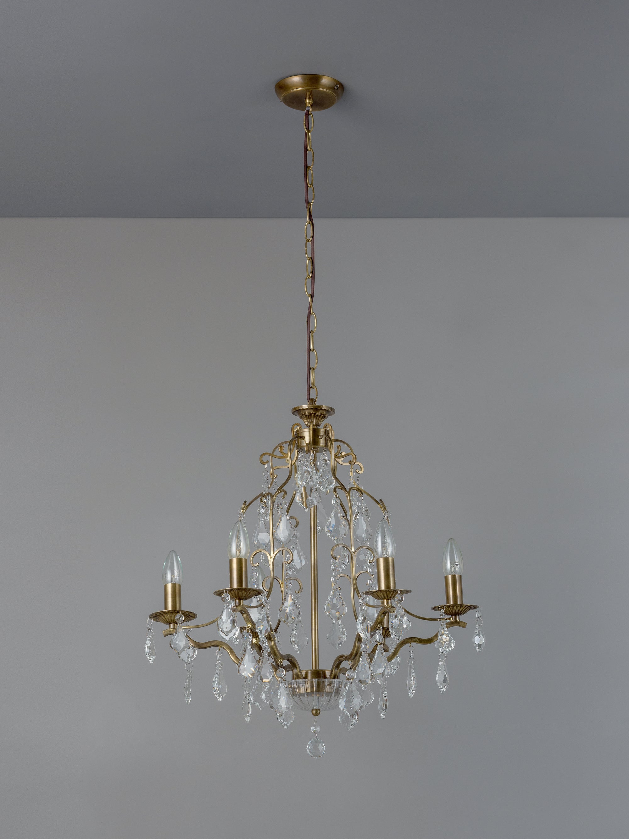 Modena - 6 light aged brass crystal glass chandelier | Ceiling Light | Lights & Lamps Inc | Modern Affordable Designer Lighting | USA