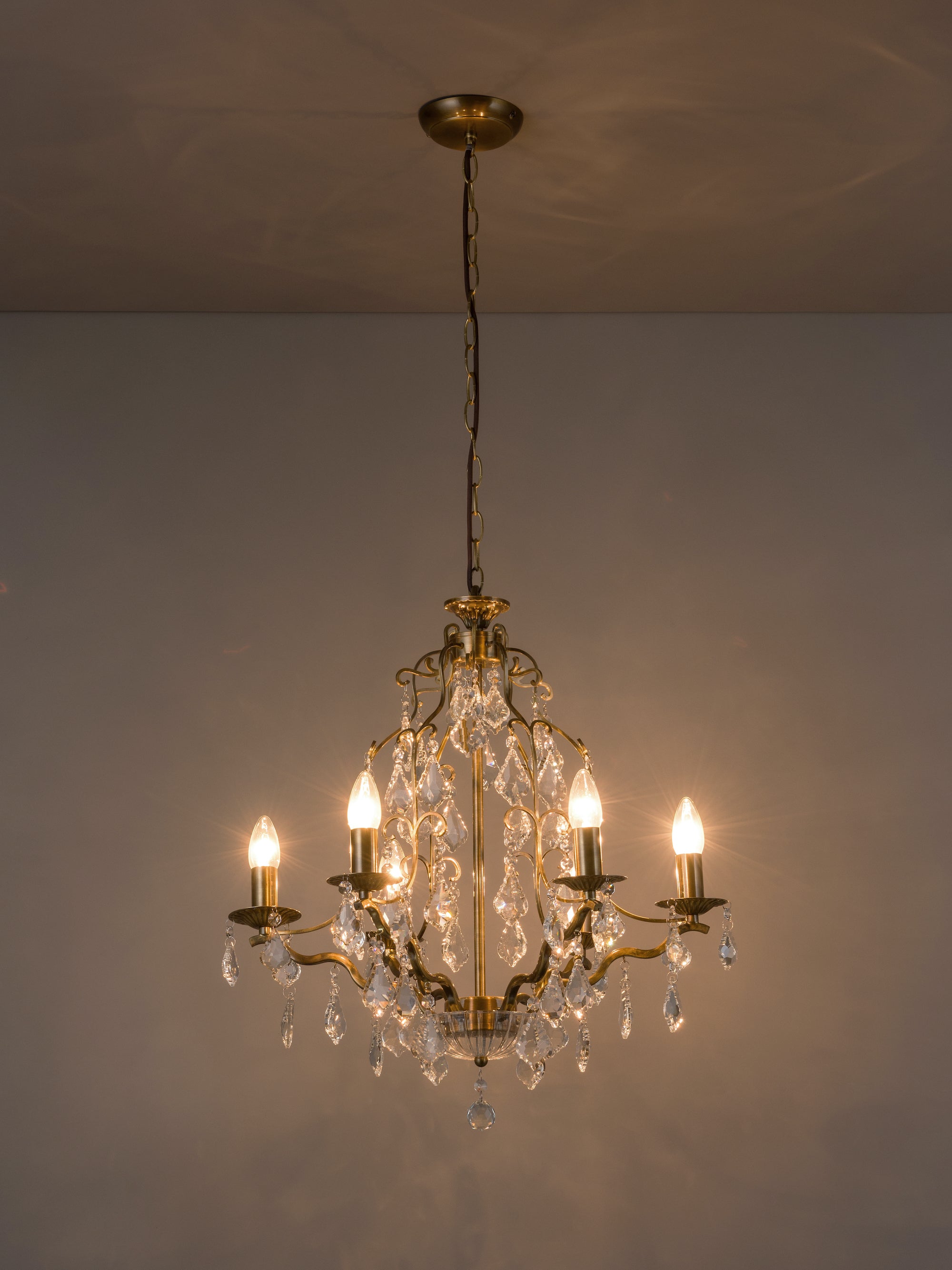 Modena - 6 light aged brass crystal glass chandelier | Ceiling Light | Lights & Lamps Inc | Modern Affordable Designer Lighting | USA