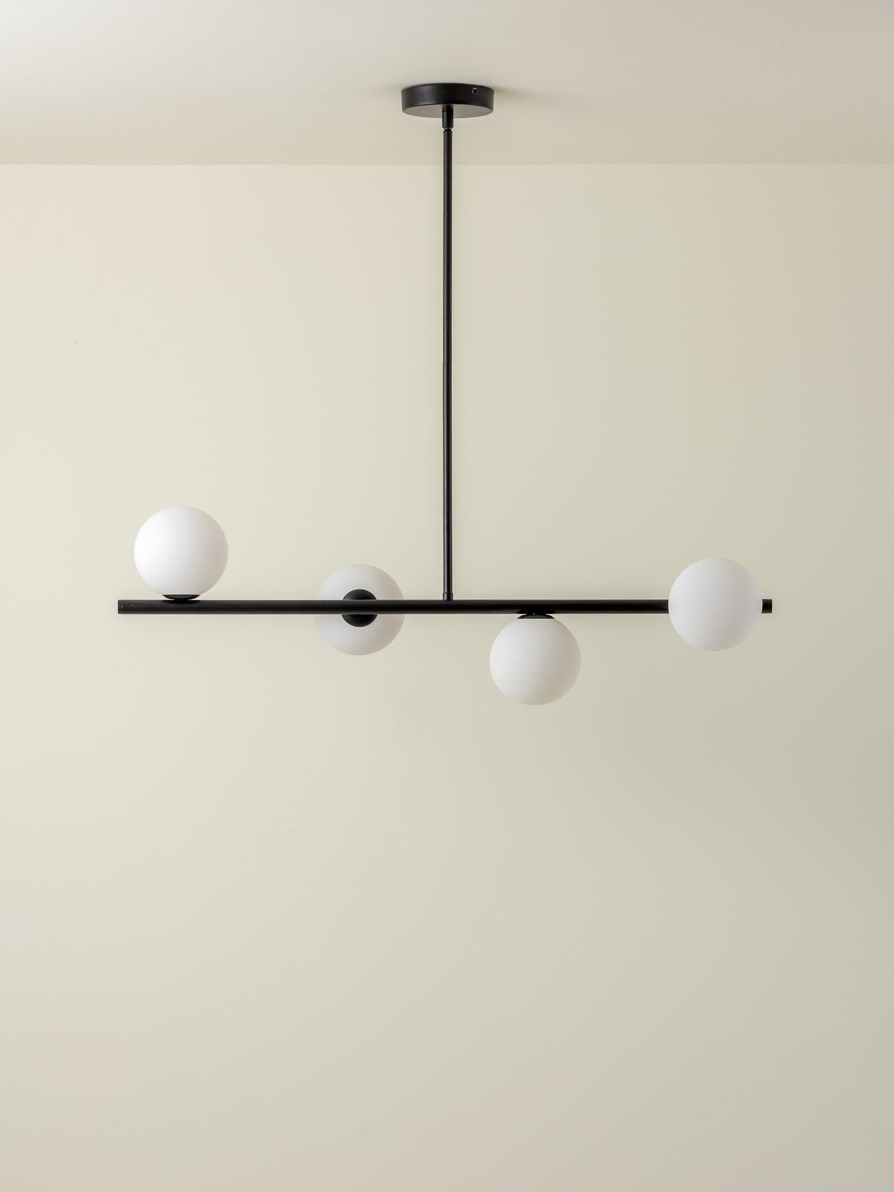 Perch - 4 light matt black and opal pendant bar | Ceiling Light | Lights & Lamps Inc | Modern Affordable Designer Lighting | USA