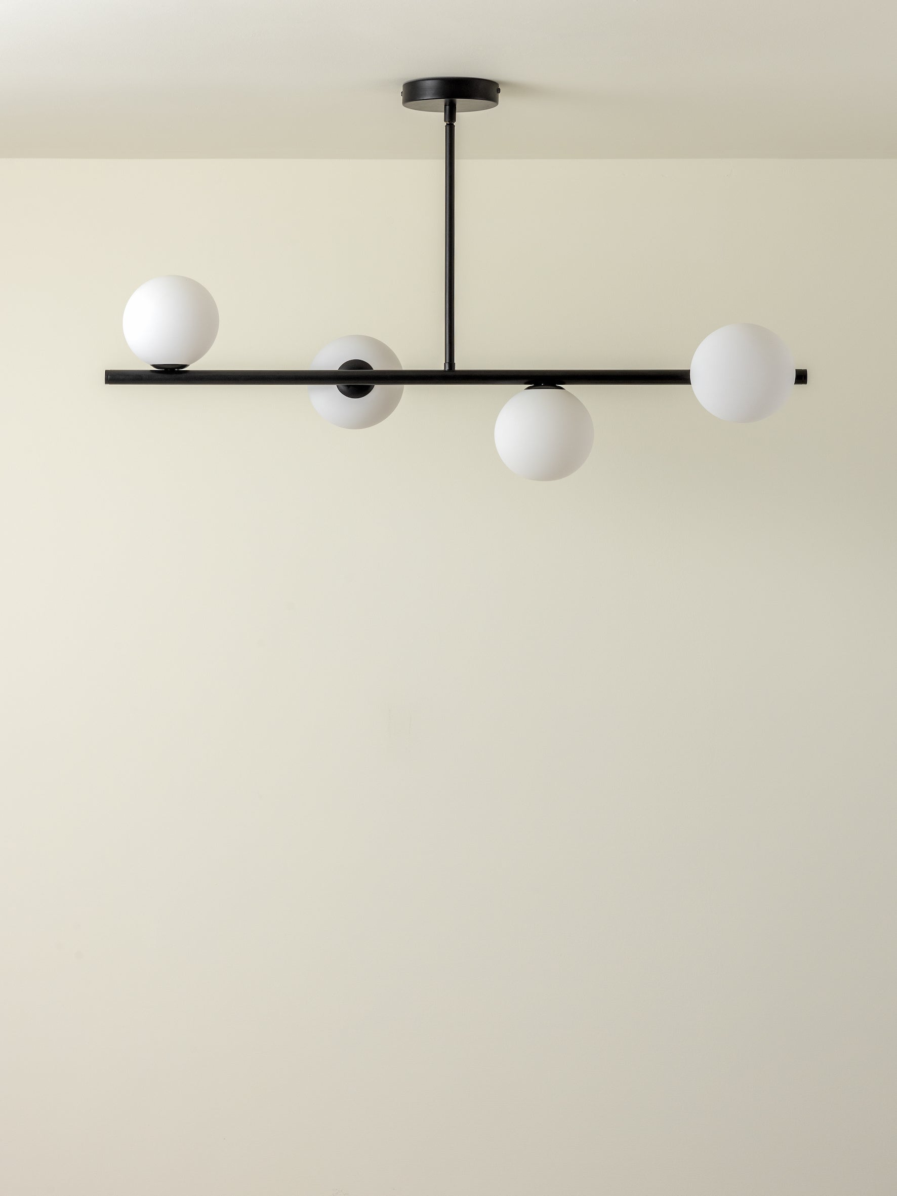 Perch - 4 light matt black and opal pendant bar | Ceiling Light | Lights & Lamps Inc | Modern Affordable Designer Lighting | USA