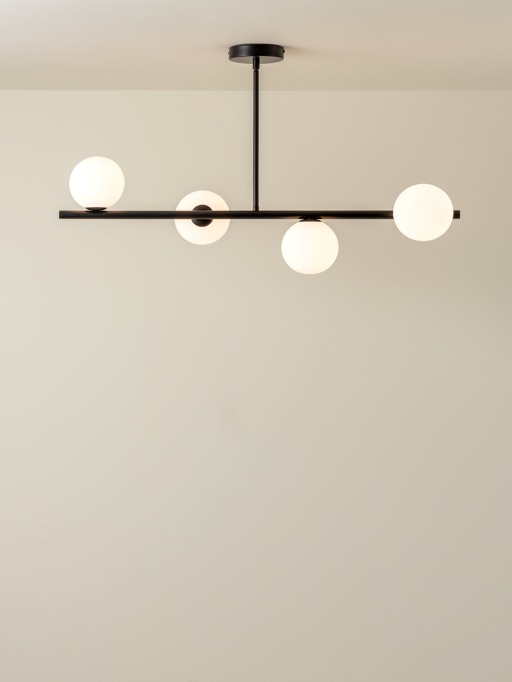 Perch - 4 light matt black and opal pendant bar | Ceiling Light | Lights & Lamps Inc | Modern Affordable Designer Lighting | USA