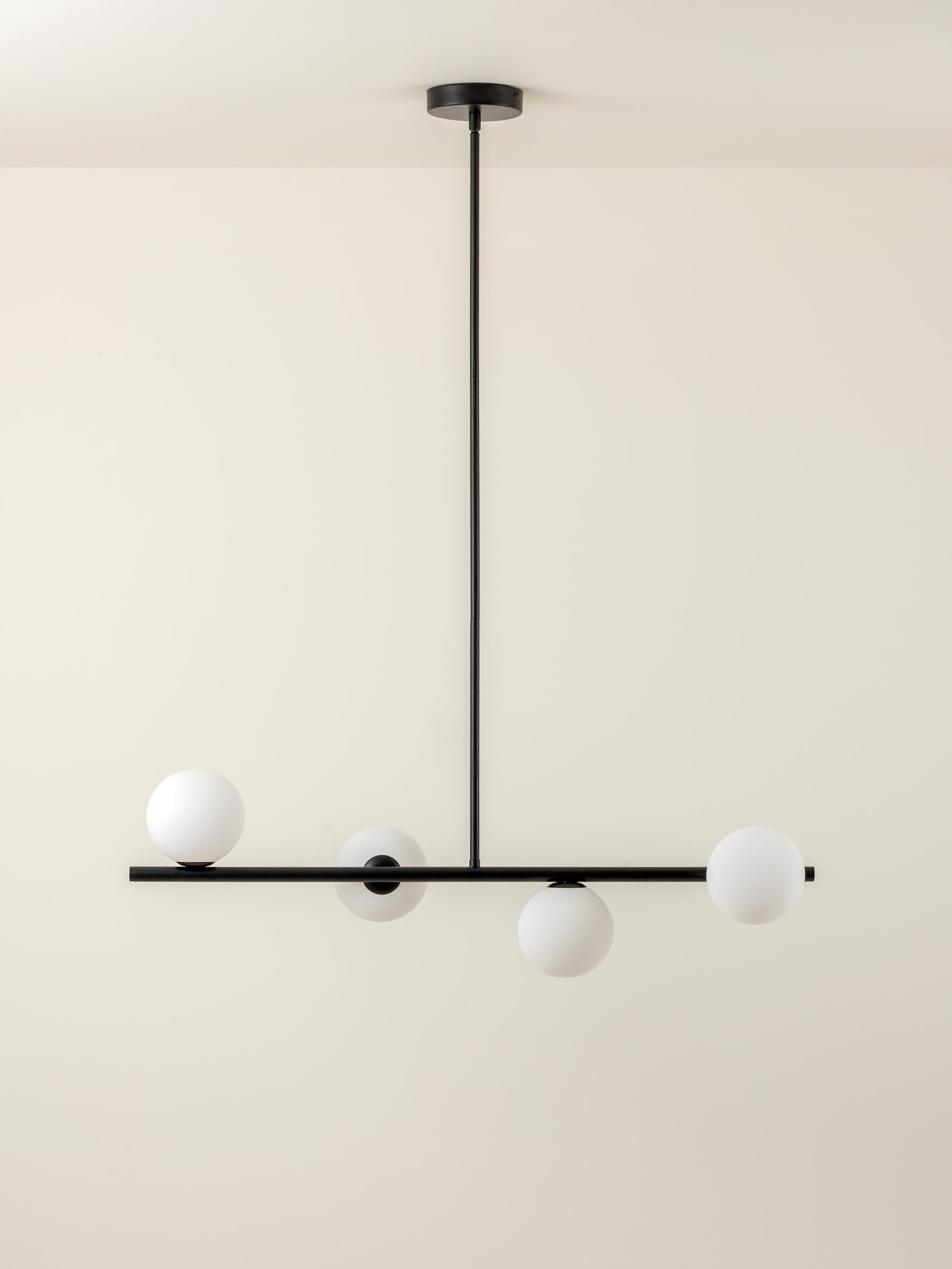 Perch - 4 light matt black and opal pendant bar | Ceiling Light | Lights & Lamps Inc | Modern Affordable Designer Lighting | USA