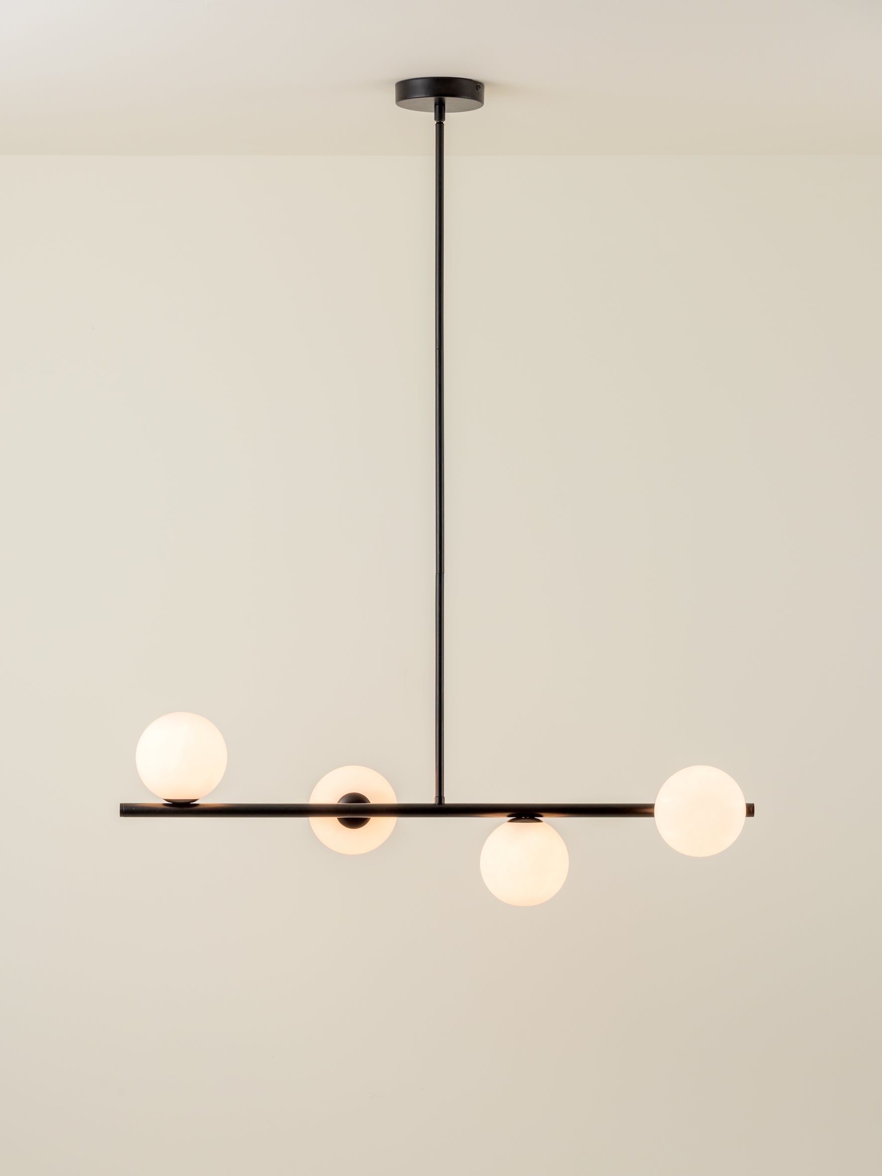 Perch - 4 light matt black and opal pendant bar | Ceiling Light | Lights & Lamps Inc | Modern Affordable Designer Lighting | USA