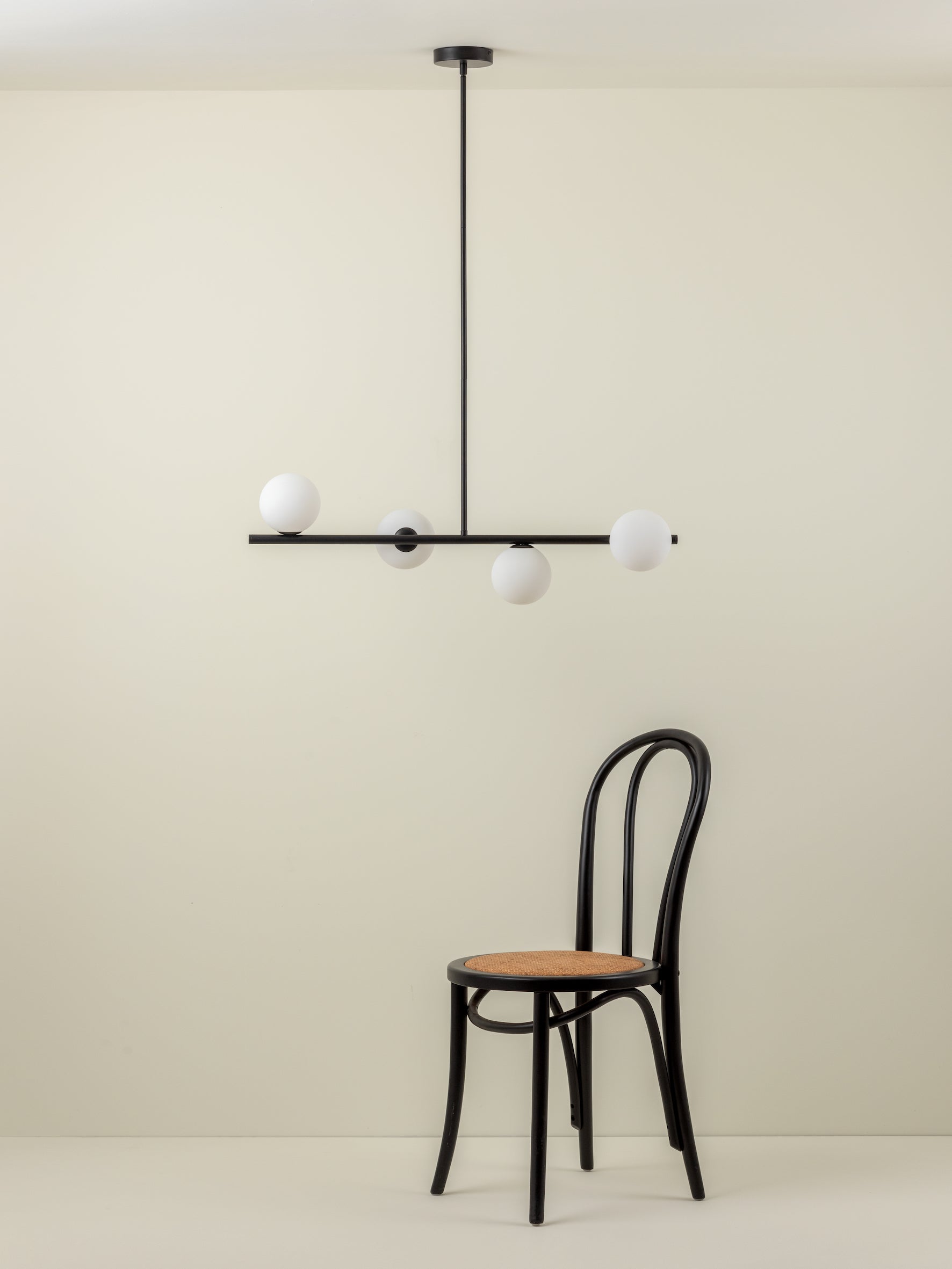 Perch - 4 light matt black and opal pendant bar | Ceiling Light | Lights & Lamps Inc | Modern Affordable Designer Lighting | USA