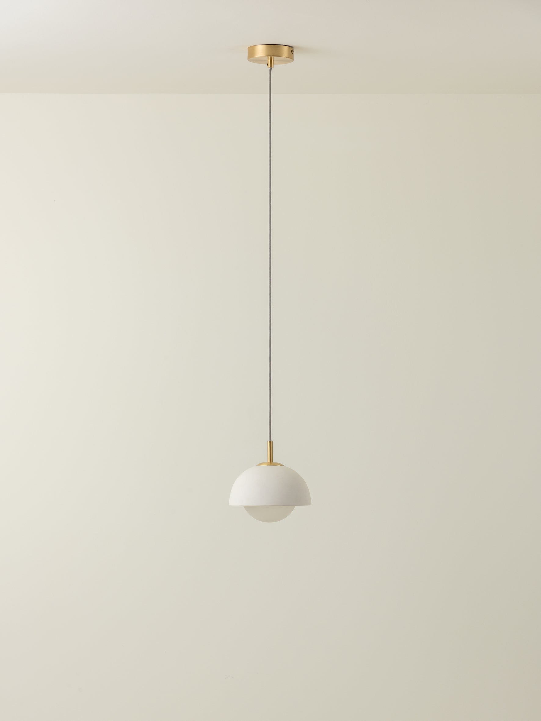 Porsa - 1 light brushed brass and warm white porcelain pendant | Ceiling Light | Lights & Lamps Inc | Modern Affordable Designer Lighting | USA