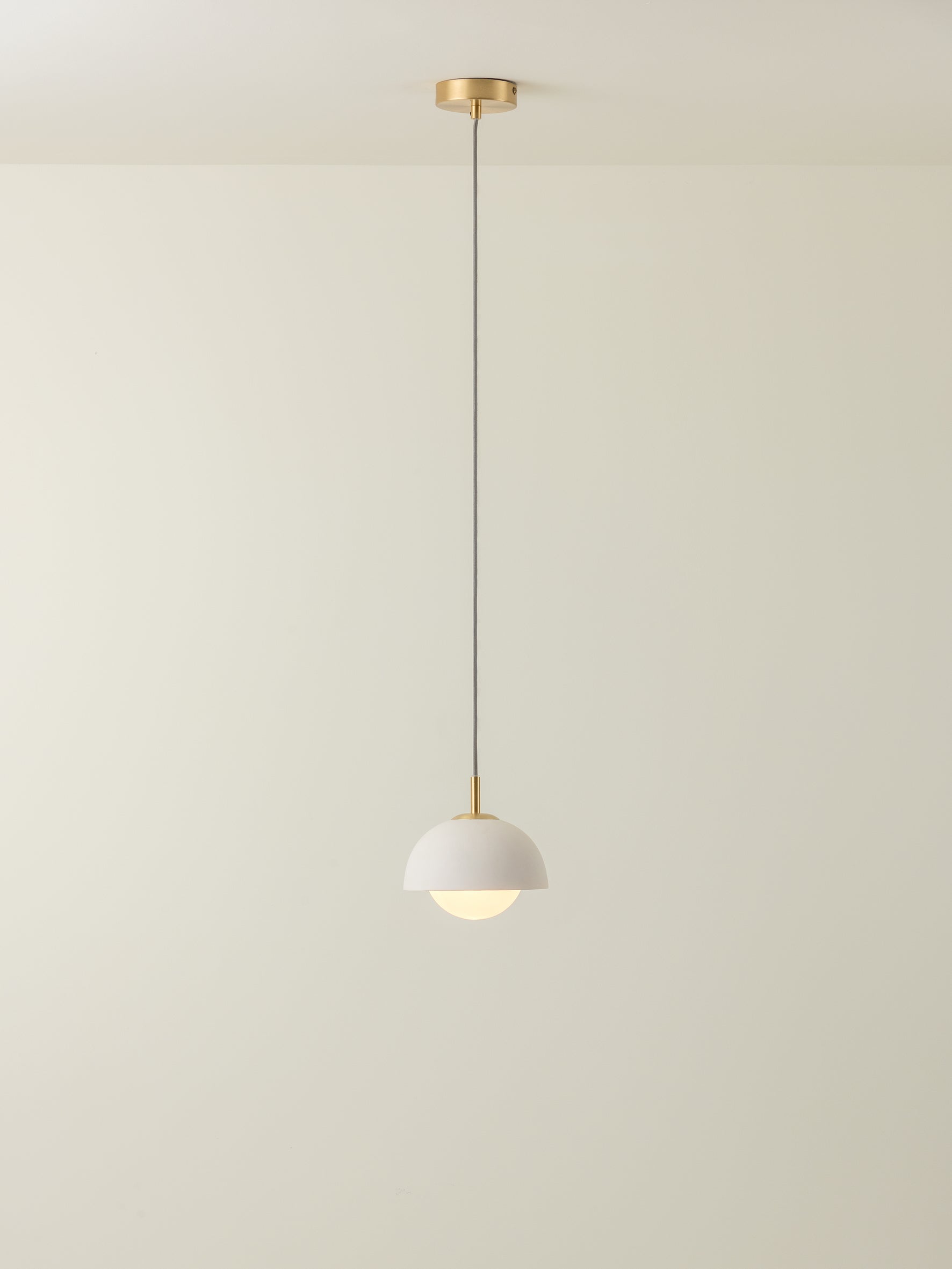Porsa - 1 light brushed brass and warm white porcelain pendant | Ceiling Light | Lights & Lamps Inc | Modern Affordable Designer Lighting | USA