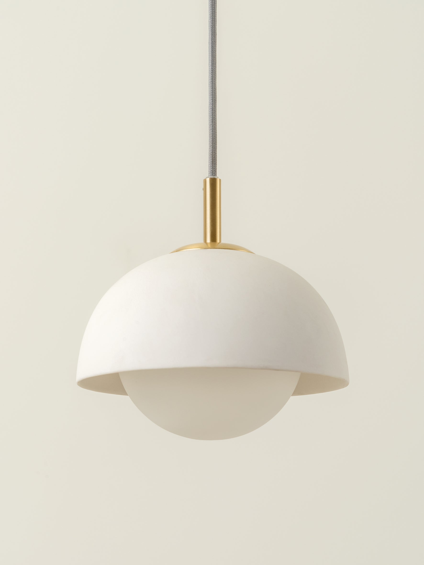 Porsa - 1 light brushed brass and warm white porcelain pendant | Ceiling Light | Lights & Lamps Inc | Modern Affordable Designer Lighting | USA