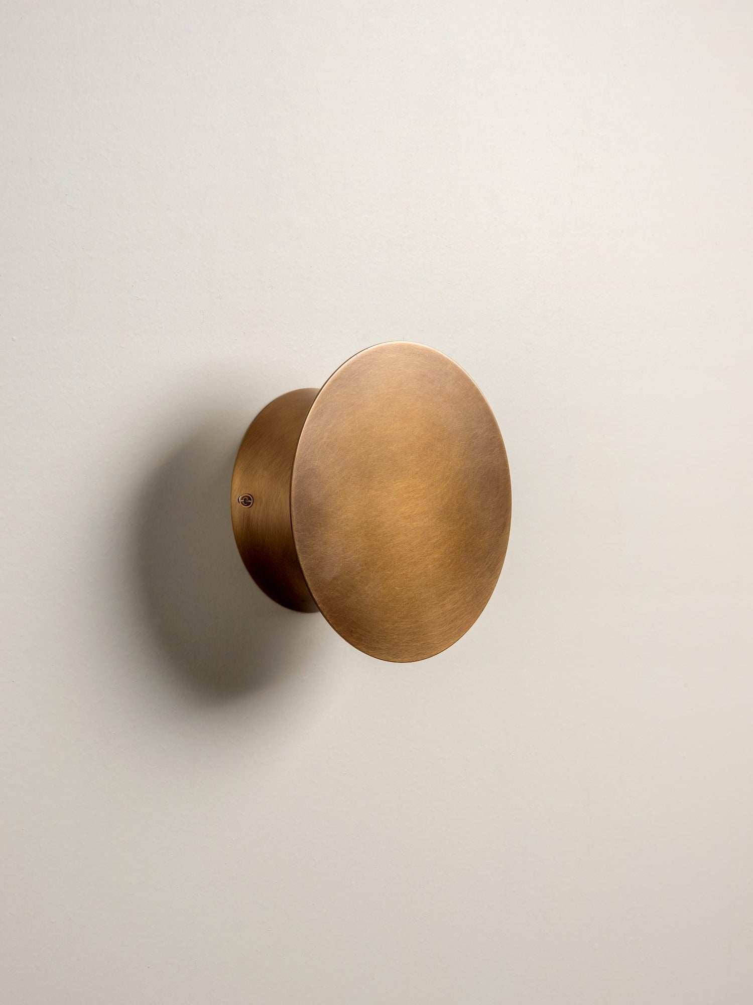 Santi - LED adjustable aged brass disc wall light | Wall Light | Lights & Lamps Inc | Modern Affordable Designer Lighting | USA