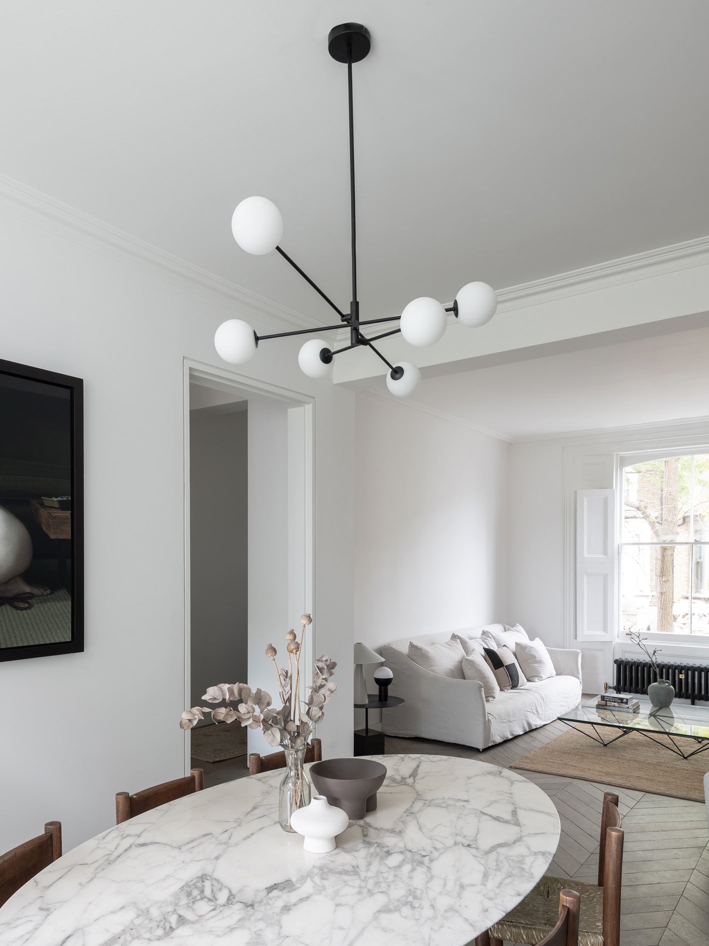 Chelso - 6 light matt black and opal pendant | Ceiling Light | Lights & Lamps Inc | Modern Affordable Designer Lighting | USA