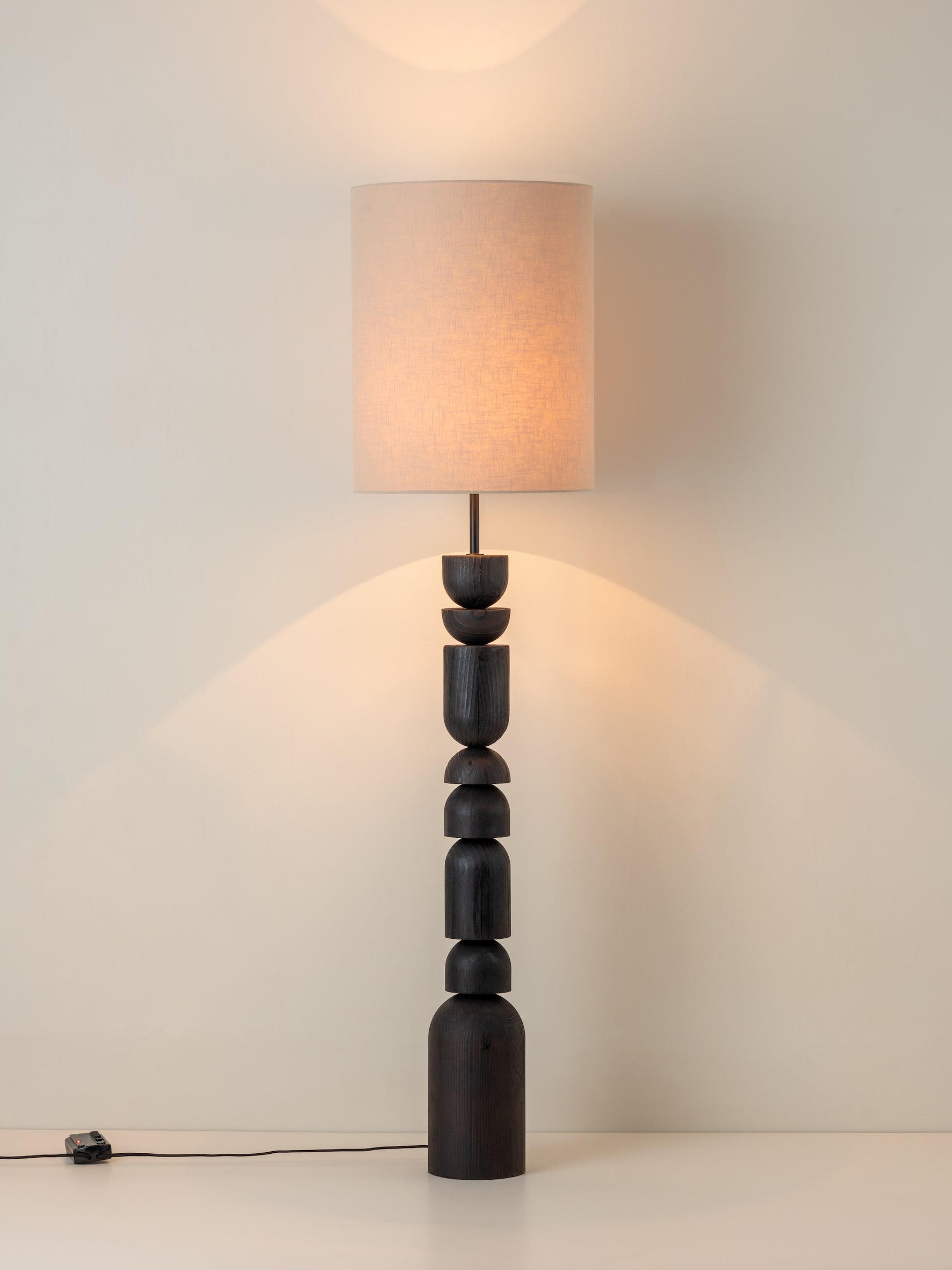 Aska - charred wood and natural linen floor lamp | Floor Lamp | Lights & Lamps Inc | Modern Affordable Designer Lighting | USA