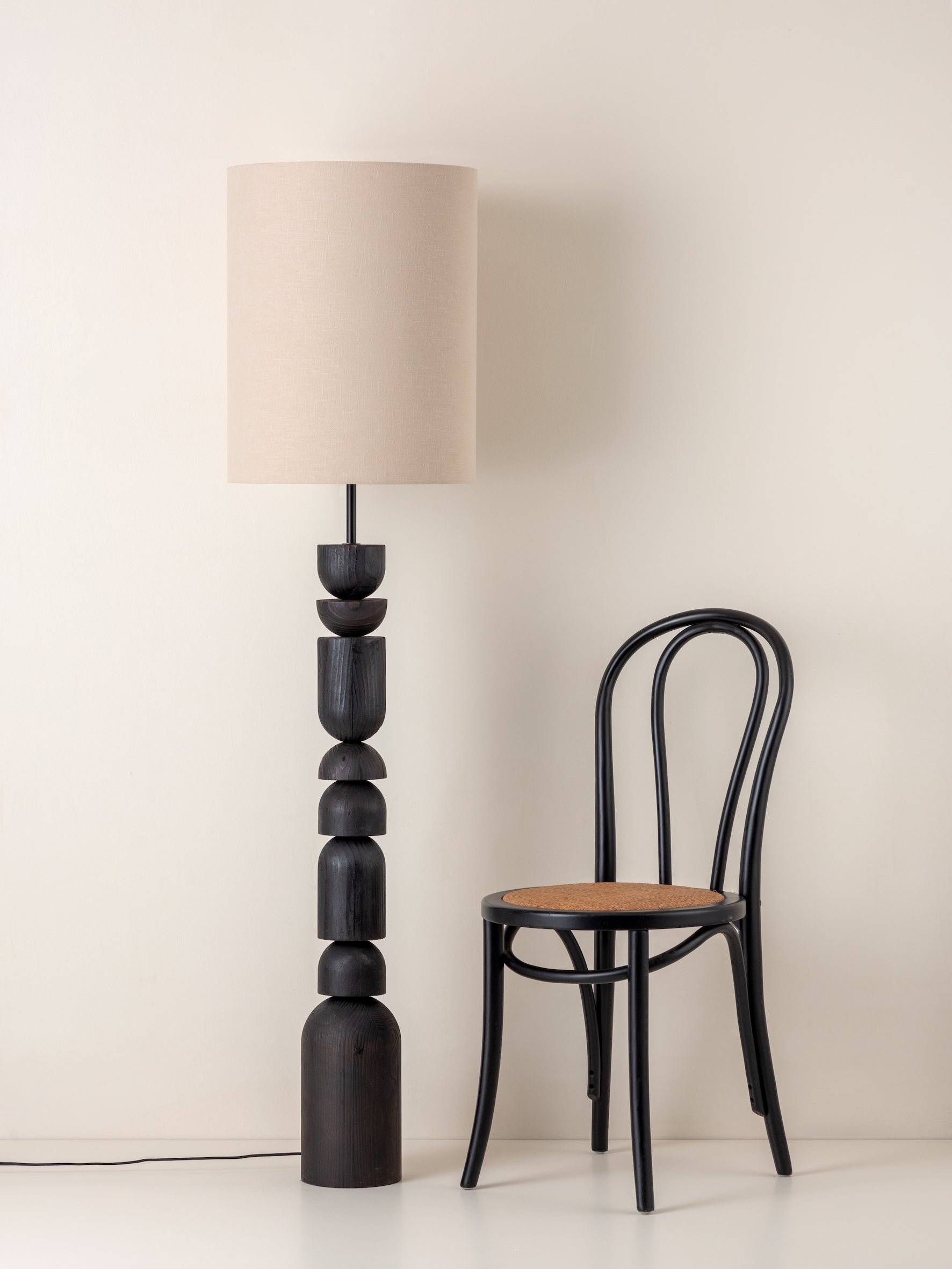 Aska - charred wood and natural linen floor lamp | Floor Lamp | Lights & Lamps Inc | Modern Affordable Designer Lighting | USA