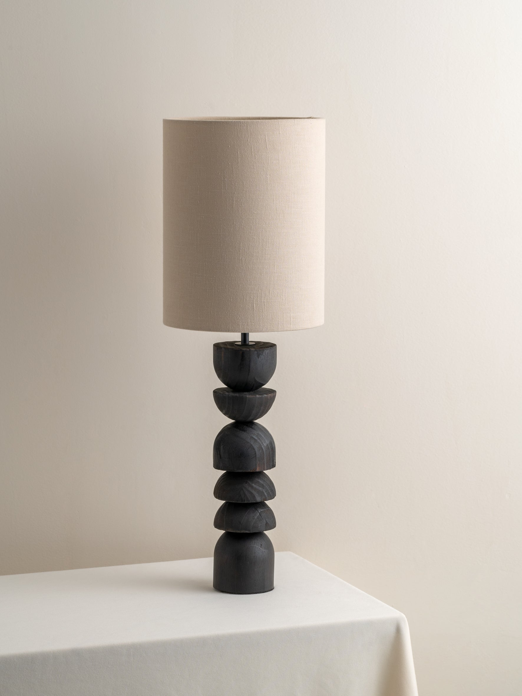 Aska - tall charred wood and natural linen table lamp | Table Lamp | Lights & Lamps Inc | Modern Affordable Designer Lighting | USA