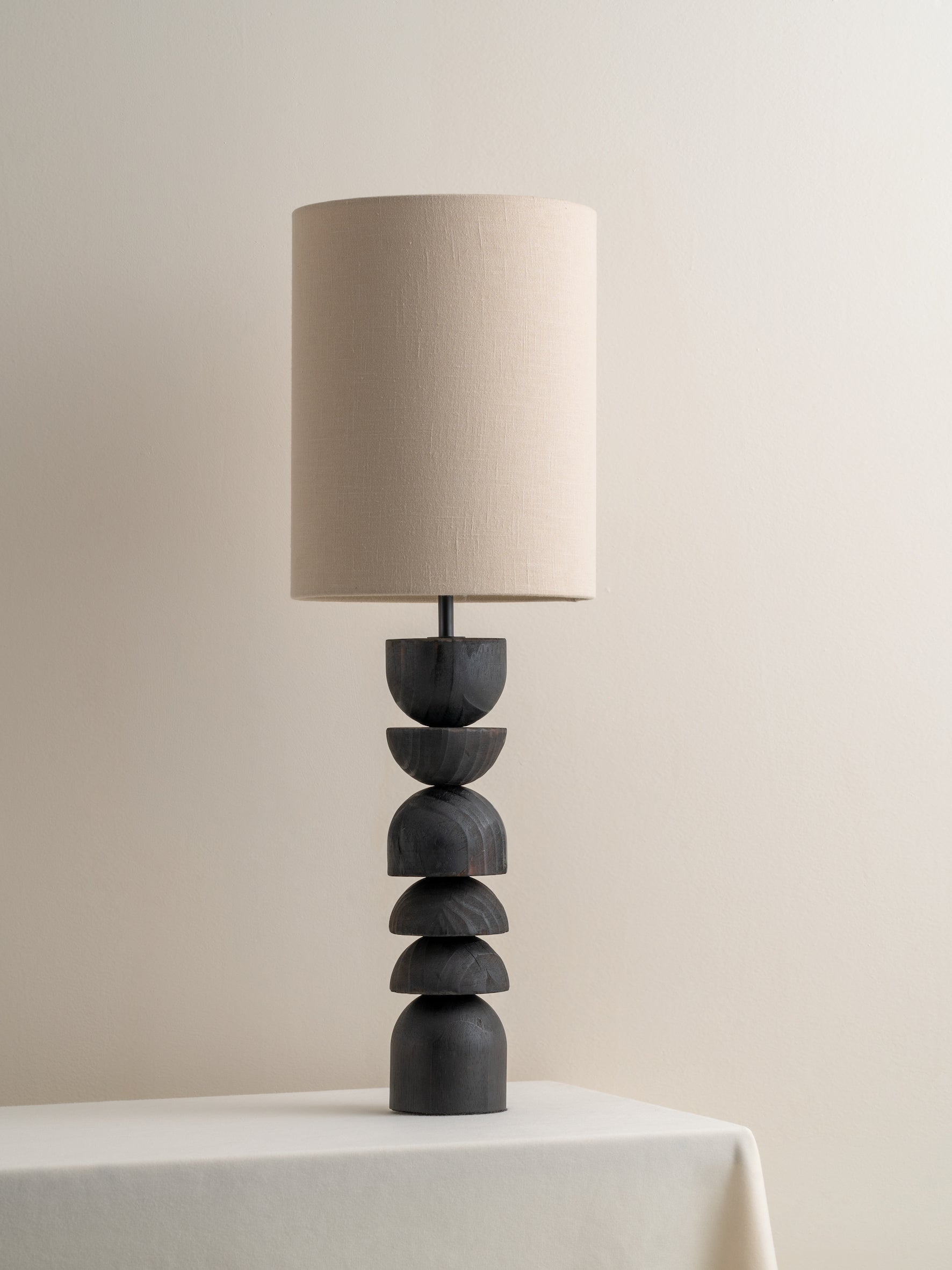 Aska - tall charred wood and natural linen table lamp | Table Lamp | Lights & Lamps Inc | Modern Affordable Designer Lighting | USA