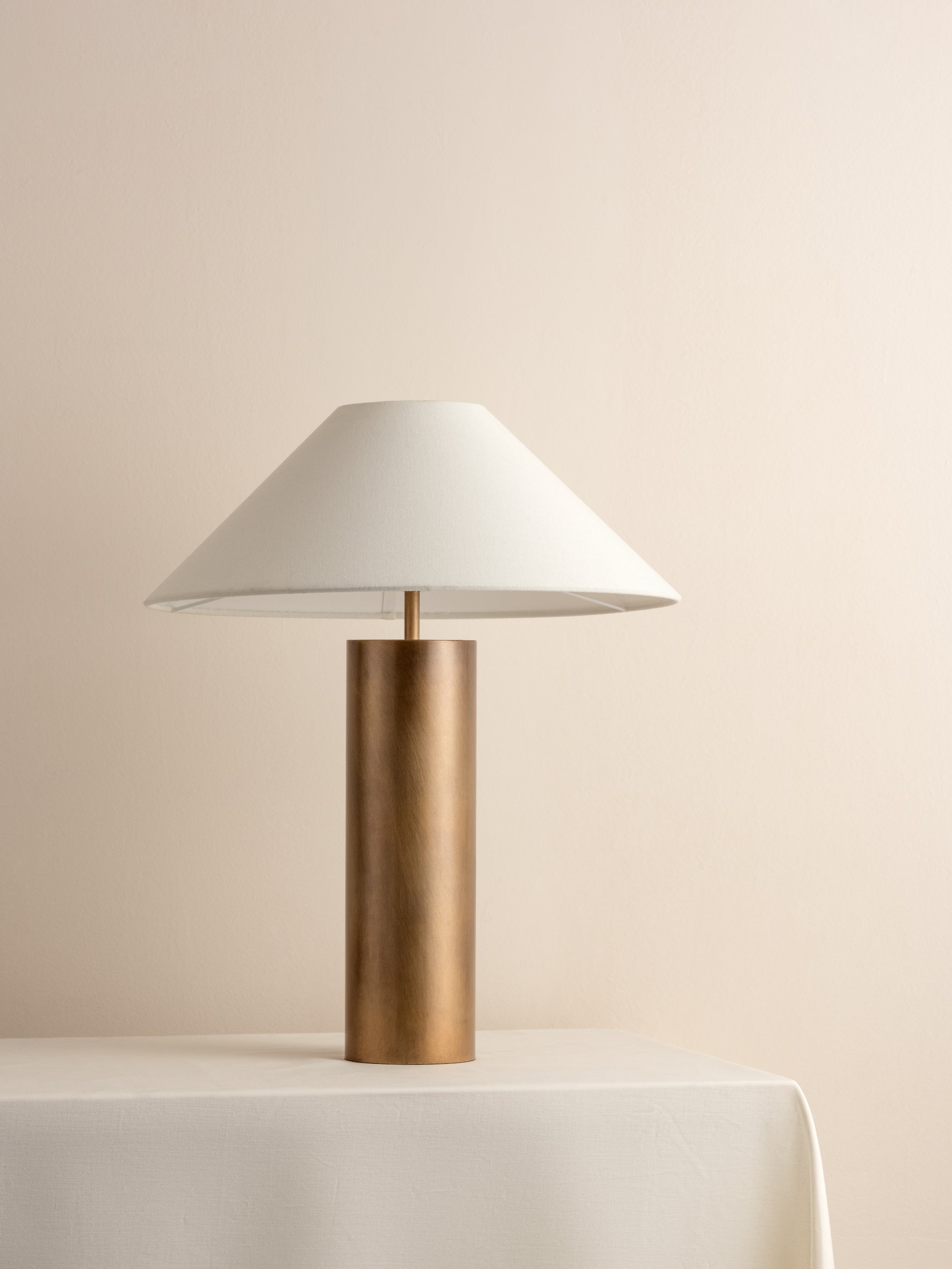 Bleeker - aged brass and linen table lamp | Table Lamp | Lights & Lamps Inc | Modern Affordable Designer Lighting | USA