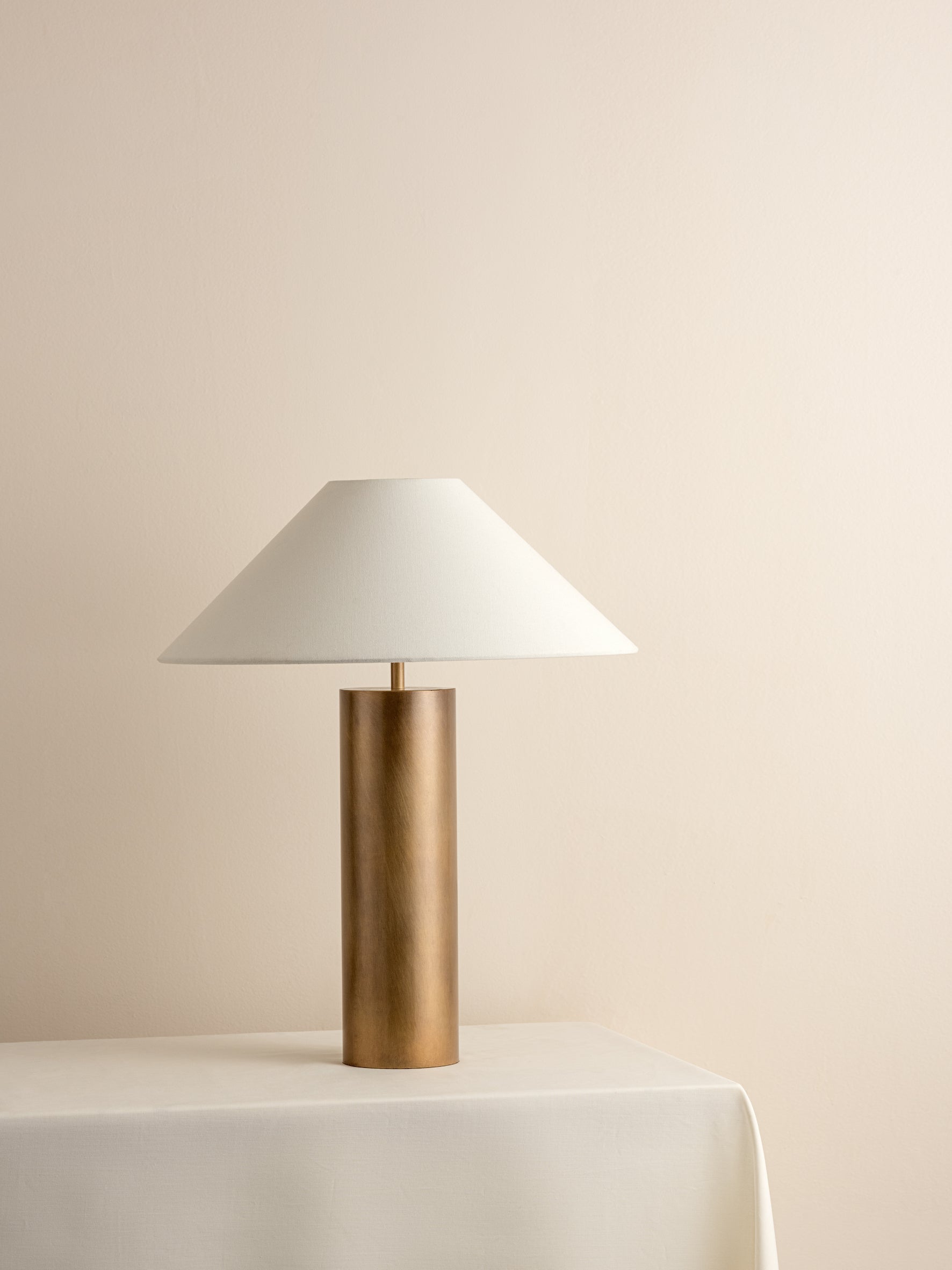 Bleeker - aged brass and linen table lamp | Table Lamp | Lights & Lamps Inc | Modern Affordable Designer Lighting | USA
