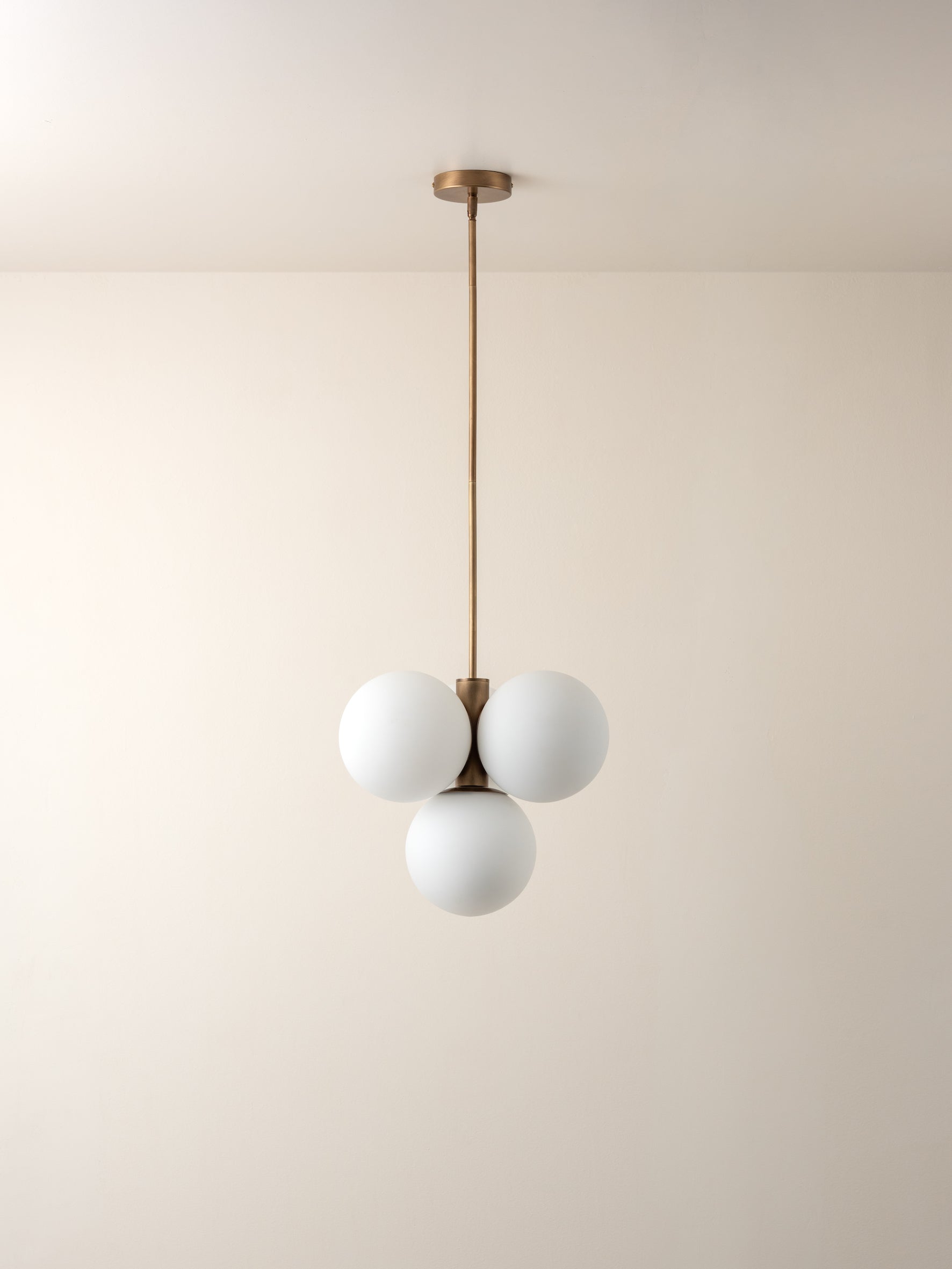 Boule - 4 light brass and opal pendant light | Ceiling Light | Lights & Lamps Inc | Modern Affordable Designer Lighting | USA