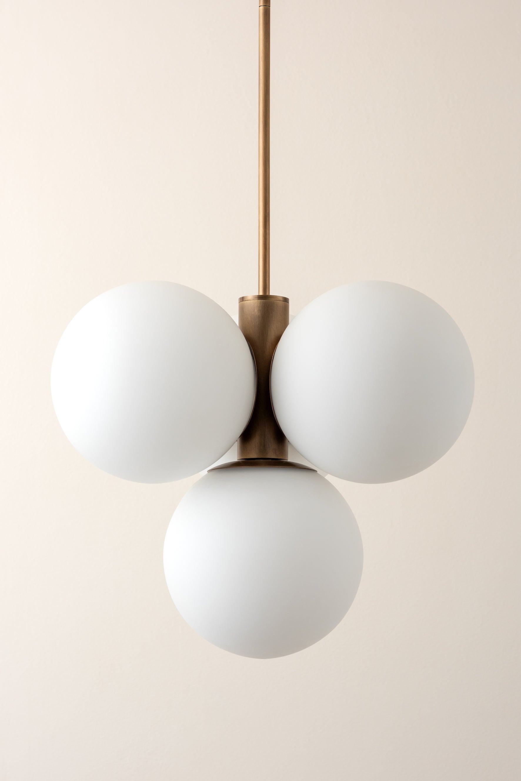 Boule - 4 light brass and opal pendant light | Ceiling Light | Lights & Lamps Inc | Modern Affordable Designer Lighting | USA