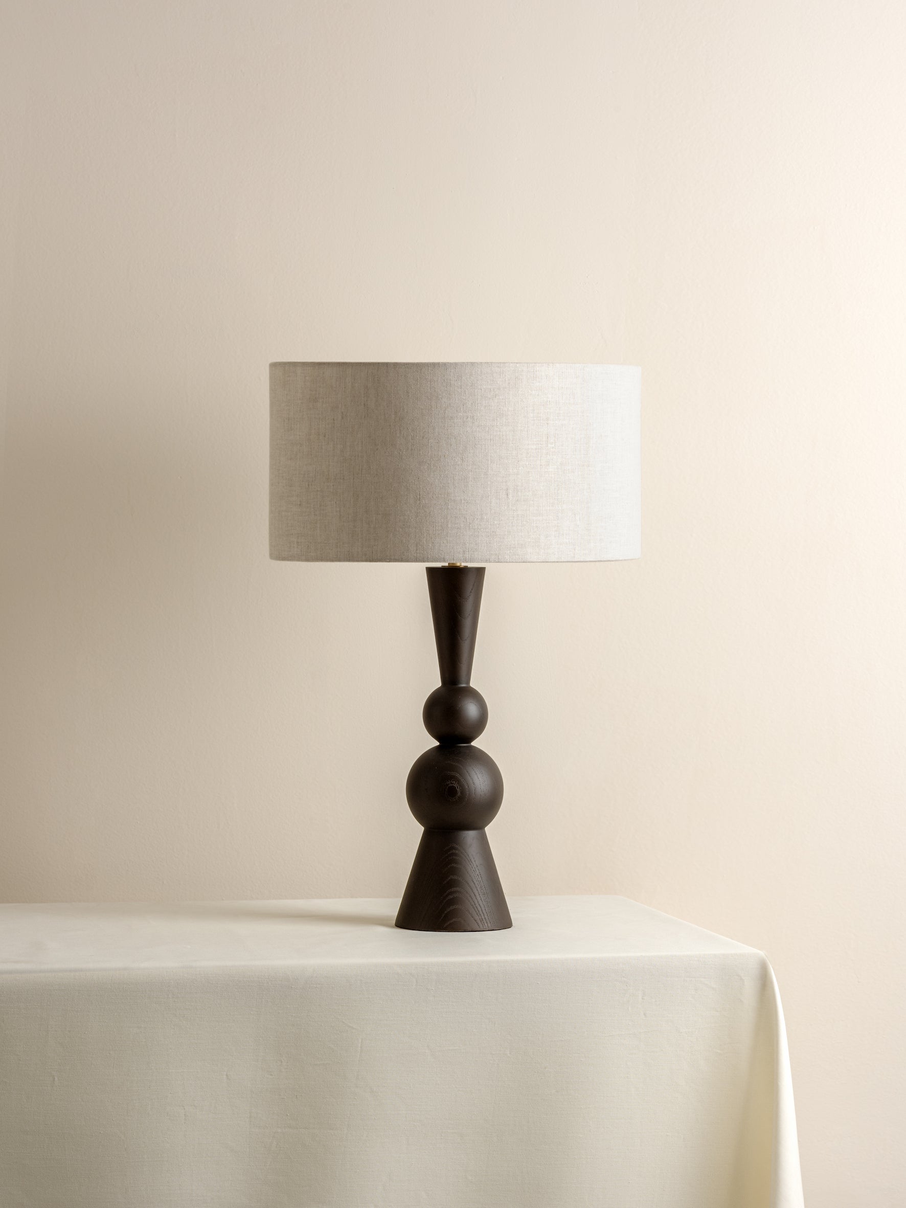 Carmine - dark wood and linen table lamp | Table Lamp | Lights & Lamps Inc | Modern Affordable Designer Lighting | USA
