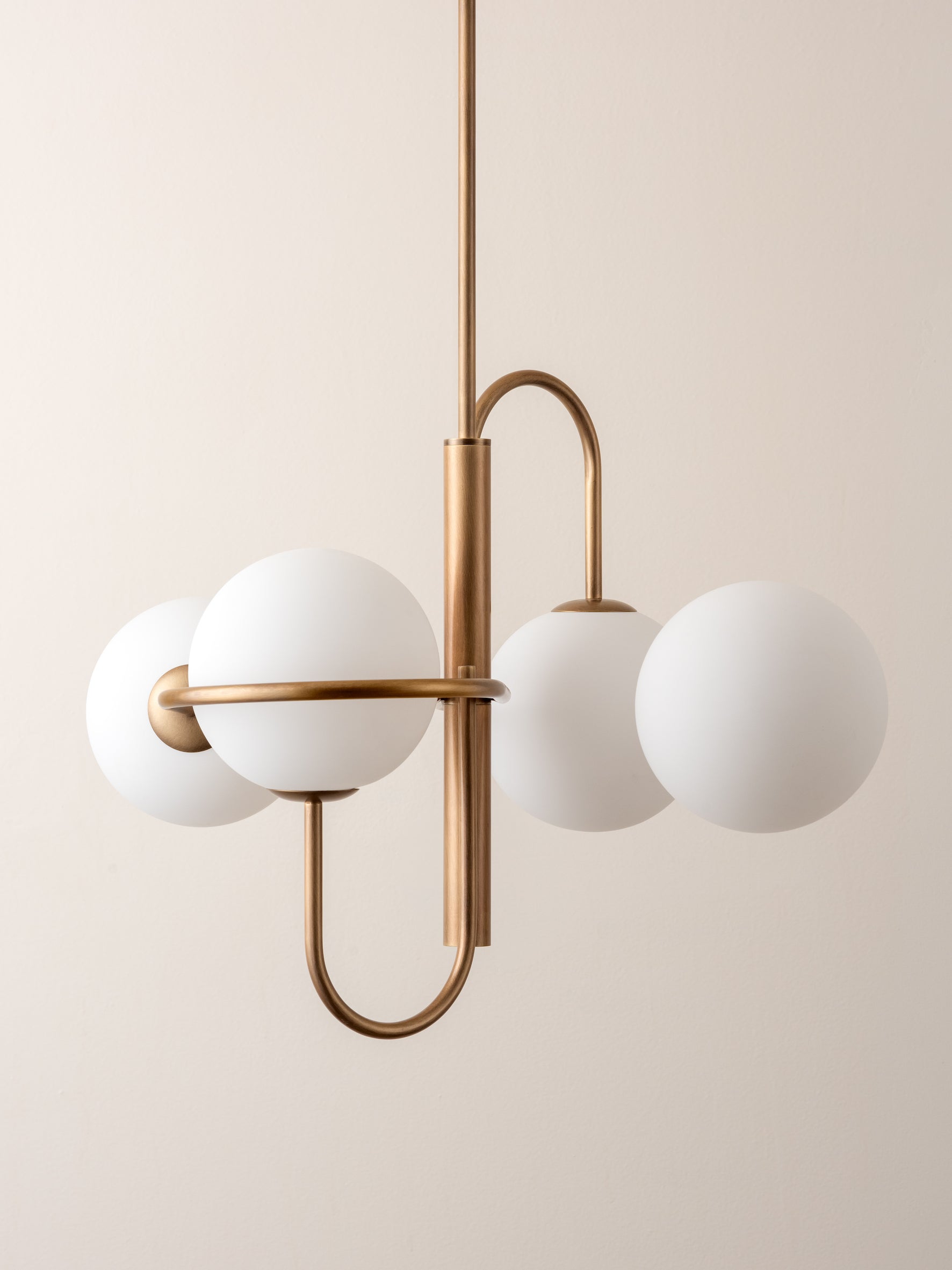 Decora - 4 light aged brass and opal pendant | Ceiling Light | Lights & Lamps Inc | Modern Affordable Designer Lighting | USA