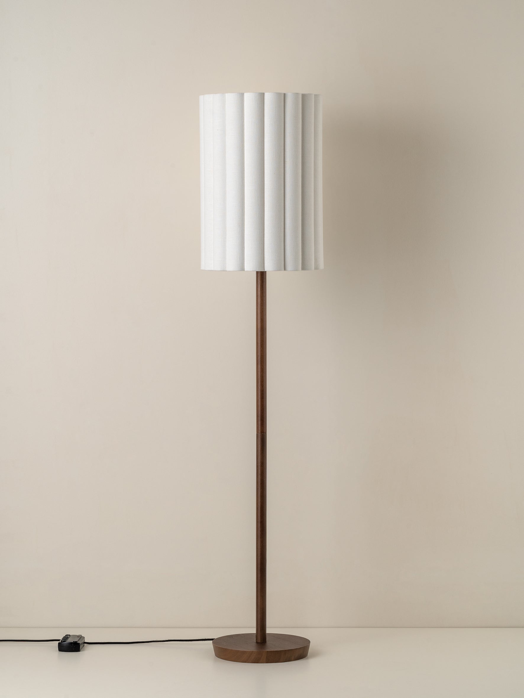 Folia - walnut wood and scalloped natural linen floor lamp | Floor Lamp | Lights & Lamps Inc | Modern Affordable Designer Lighting | USA