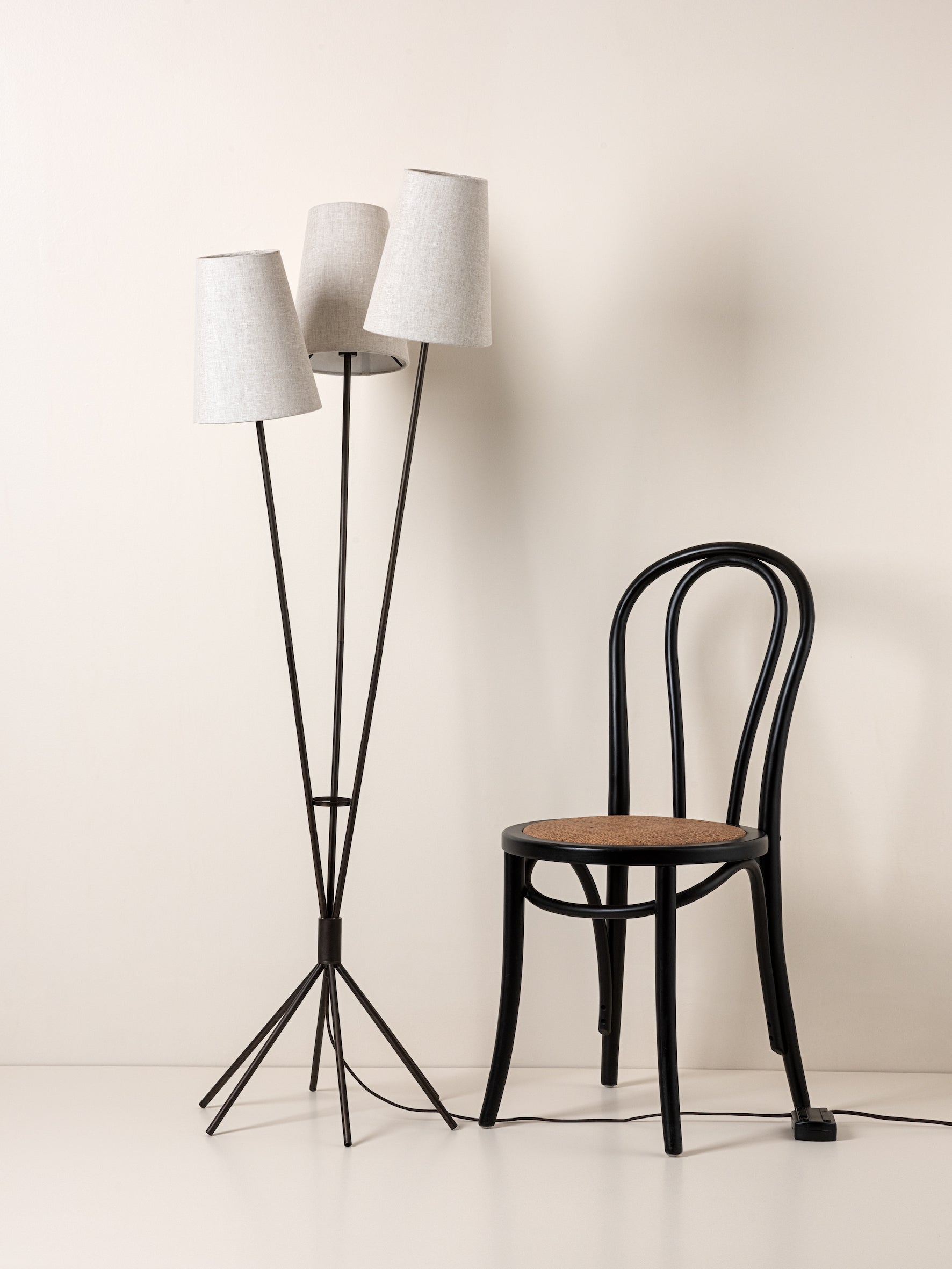 Renwick - 3 light linen and bronze floor lamp | Floor Lamp | Lights & Lamps Inc | Modern Affordable Designer Lighting | USA
