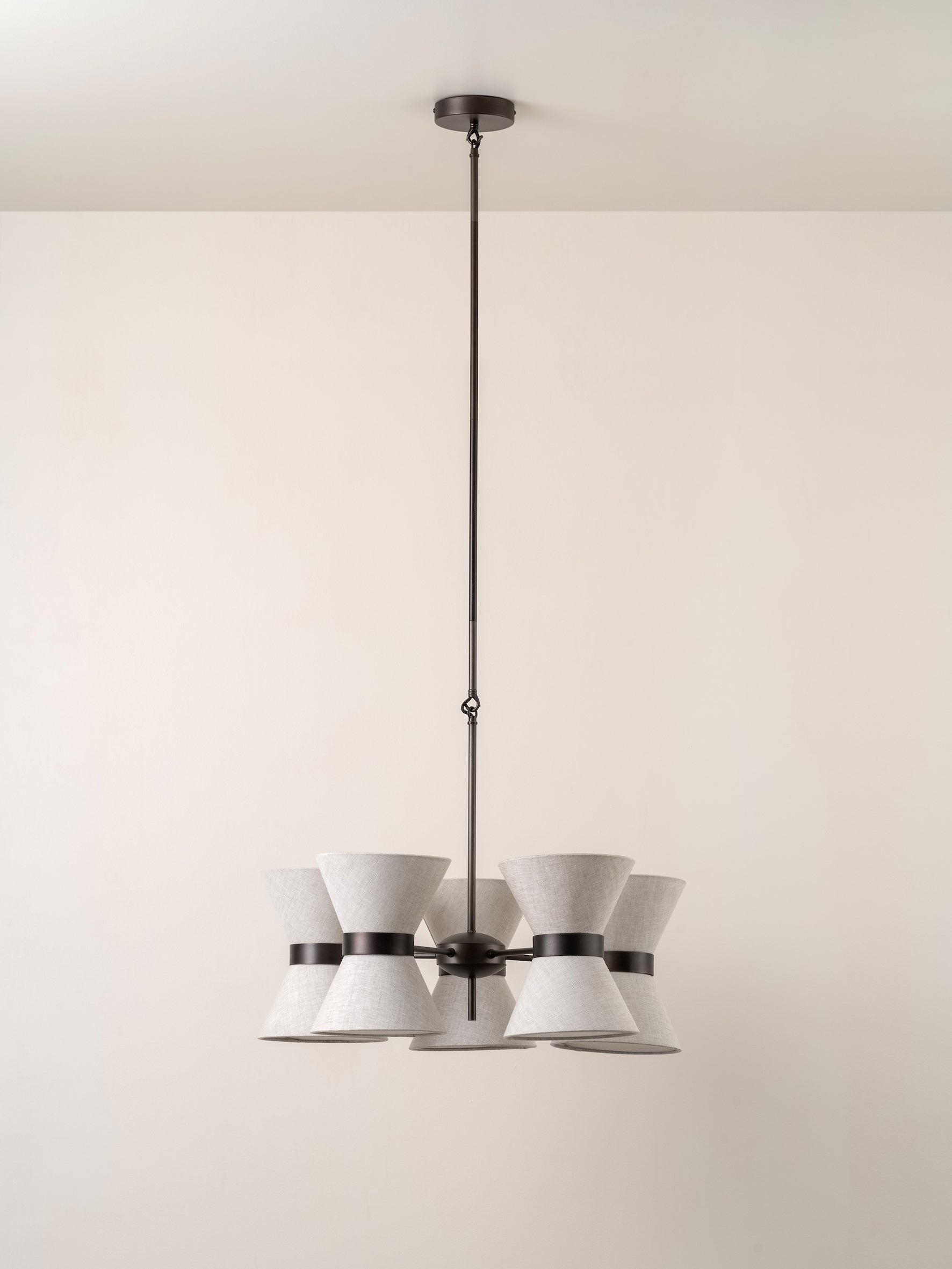 Renwick - 5 light linen and bronze pendant | Ceiling Light | Lights & Lamps Inc | Modern Affordable Designer Lighting | USA