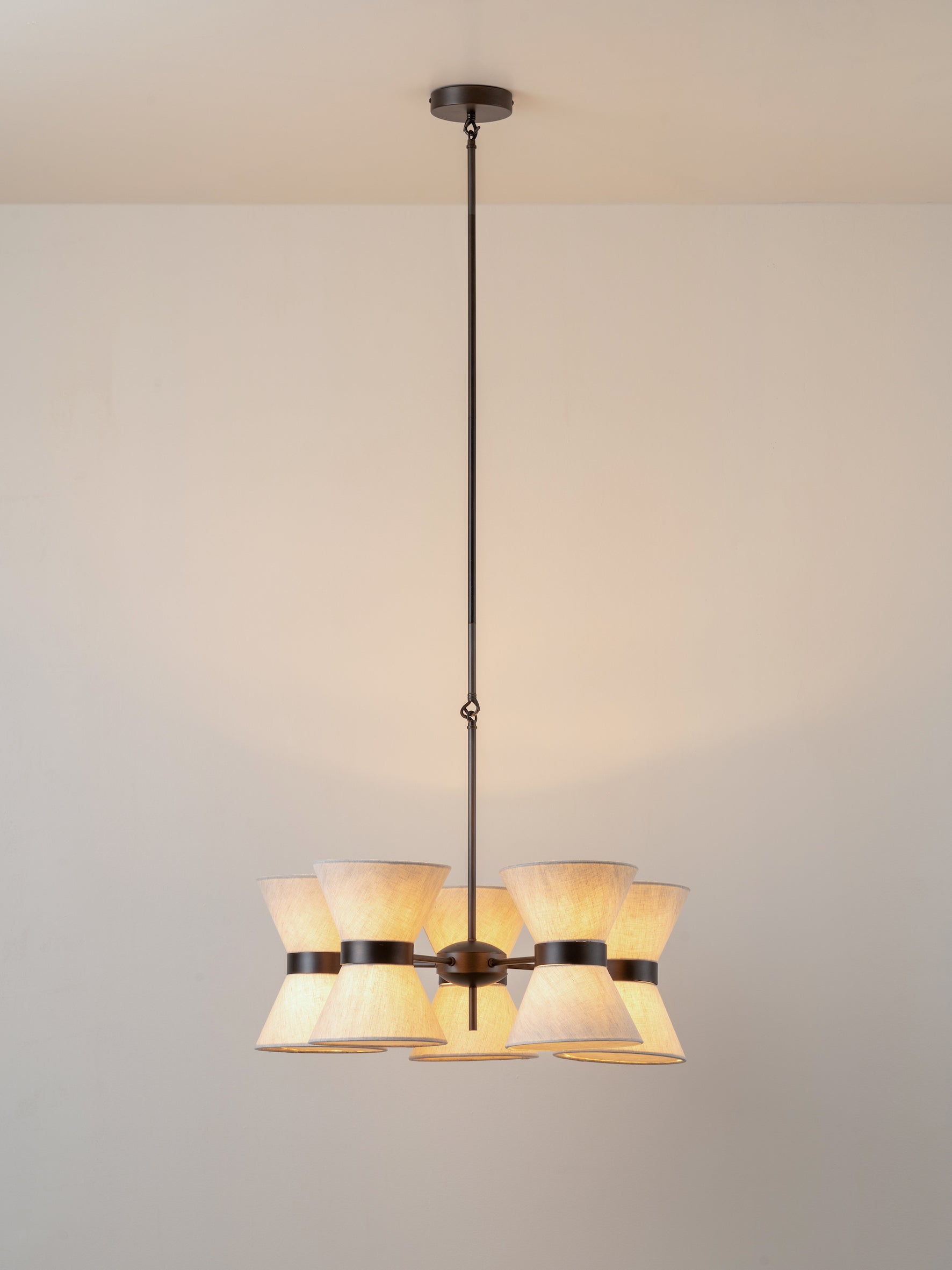 Renwick - 5 light linen and bronze pendant | Ceiling Light | Lights & Lamps Inc | Modern Affordable Designer Lighting | USA