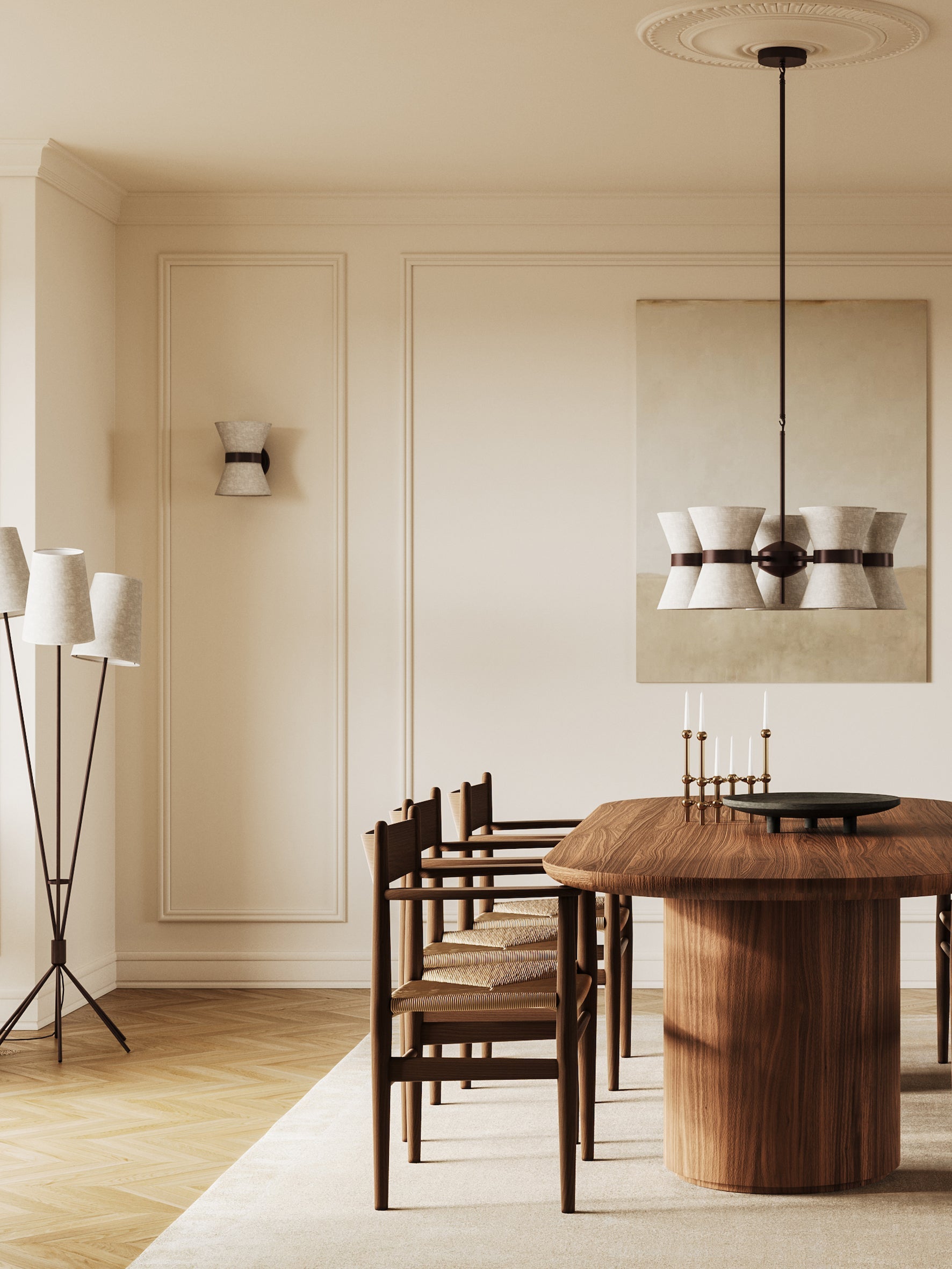 Renwick - 5 light linen and bronze pendant | Ceiling Light | Lights & Lamps Inc | Modern Affordable Designer Lighting | USA