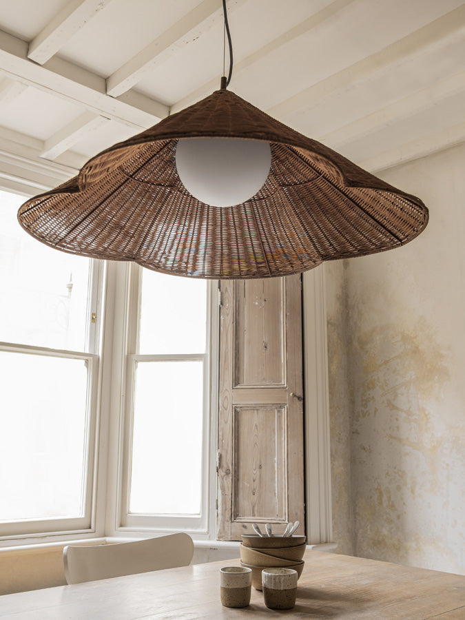 Bardi - 1 light oversized scalloped rattan pendant | Ceiling Light | Lights & Lamps Inc | Modern Affordable Designer Lighting | USA