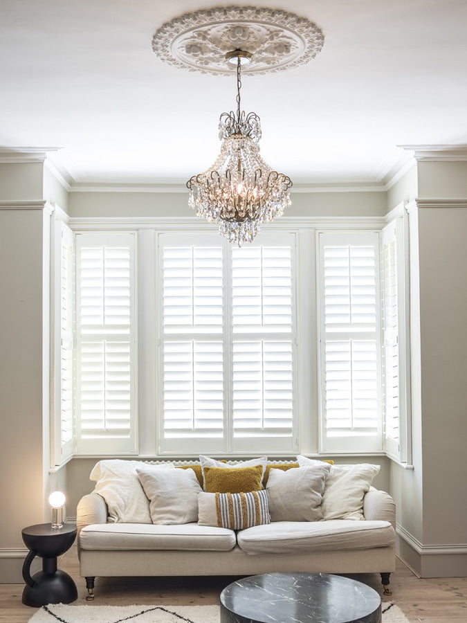 Lina - 4 light antique brass crystal glass chandelier | Ceiling Light | Lights & Lamps Inc | Modern Affordable Designer Lighting | USA