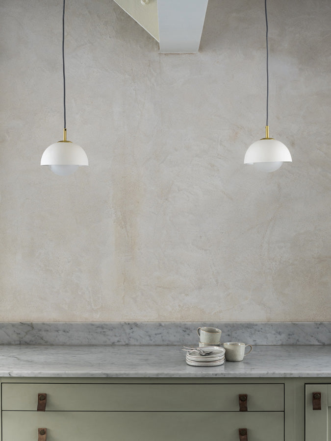 Porsa - 1 light brushed brass and warm white porcelain pendant | Ceiling Light | Lights & Lamps Inc | Modern Affordable Designer Lighting | USA