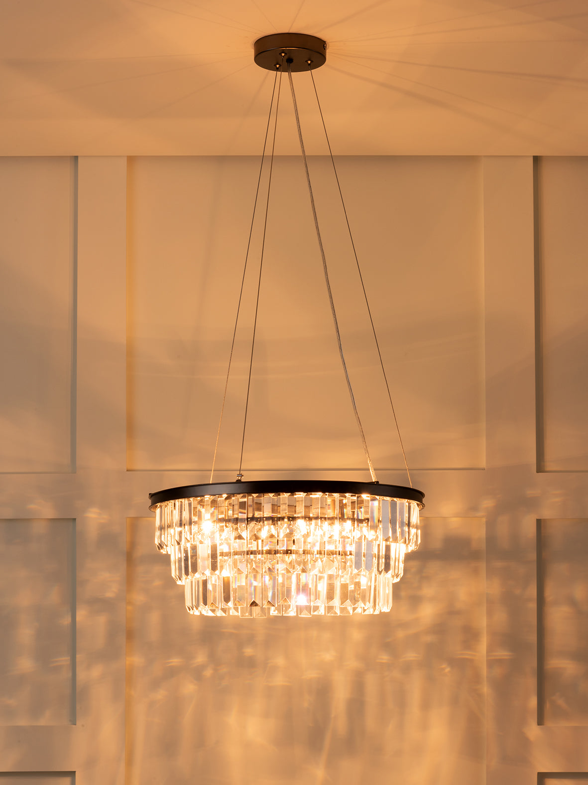 Alila - 5 light graphite silver tiered crystal glass chandelier | Ceiling Light | Lights & Lamps Inc | Modern Affordable Designer Lighting | USA