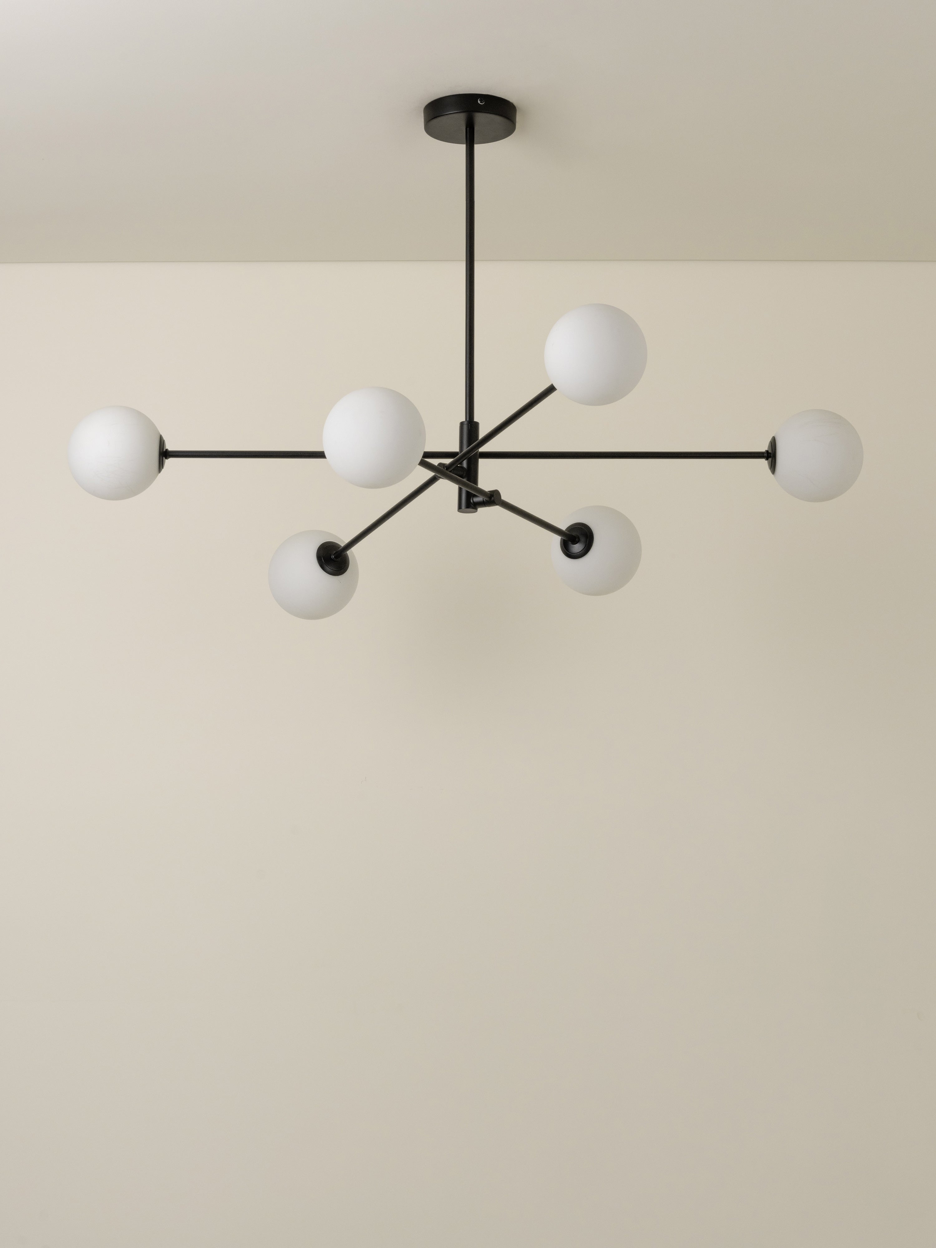 Chelso - 6 light matt black and opal pendant | Ceiling Light | Lights & Lamps Inc | Modern Affordable Designer Lighting | USA