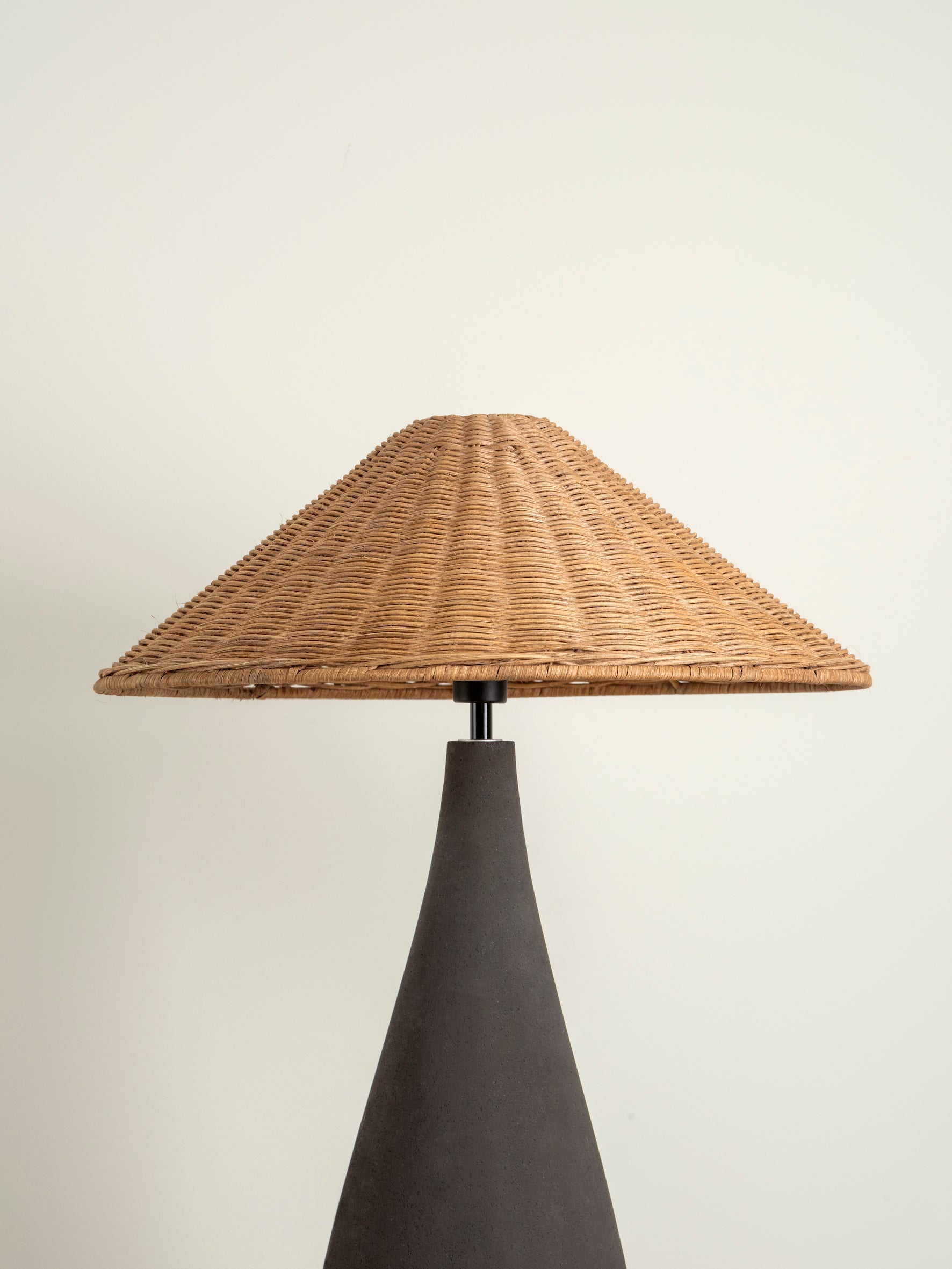 Miata - charcoal concrete and rattan table lamp | Table Lamp | Lights & Lamps Inc | Modern Affordable Designer Lighting | USA