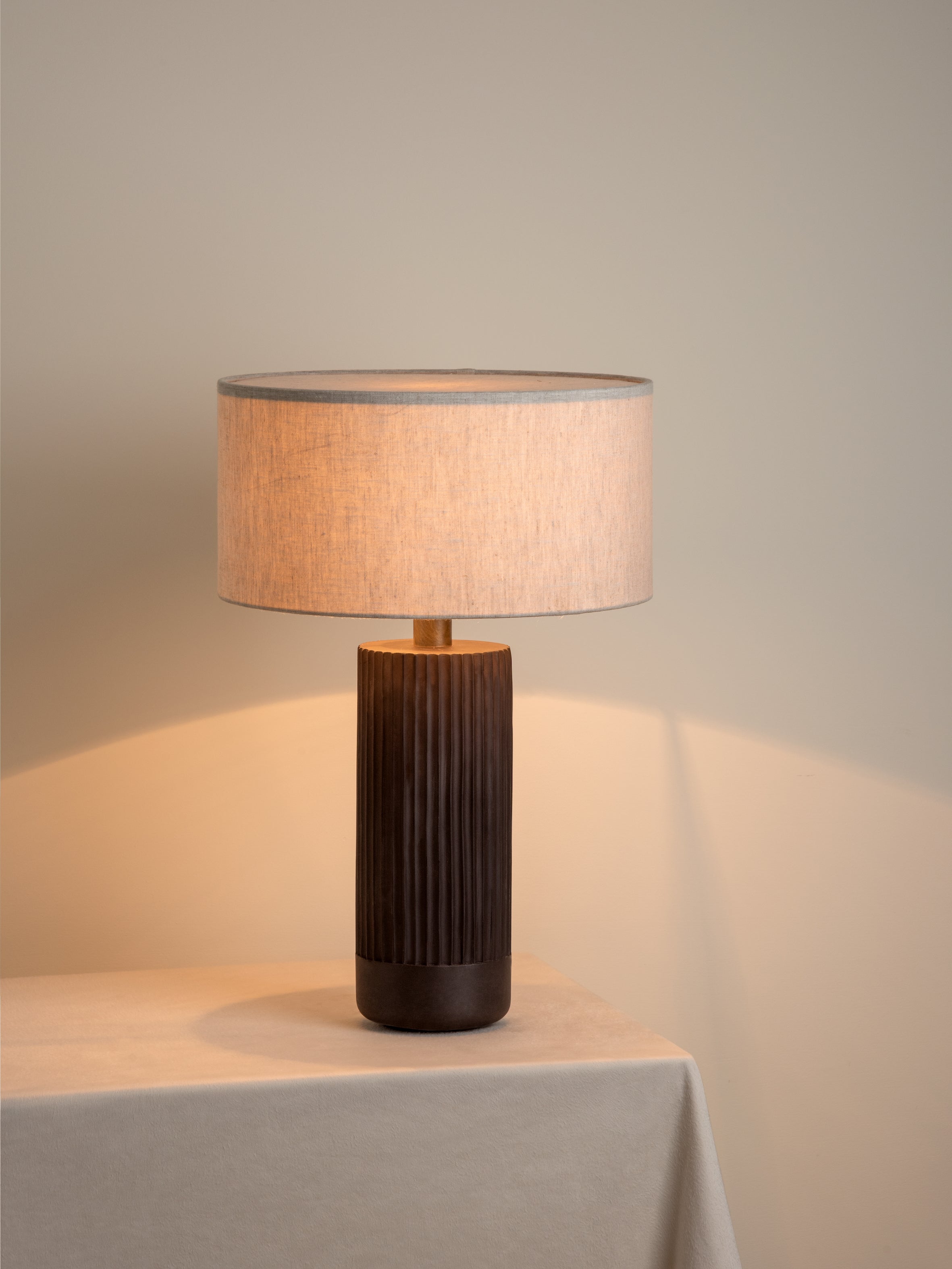 Nitara - chocolate ribbed concrete table lamp | Table Lamp | Lights & Lamps Inc | Modern Affordable Designer Lighting | USA