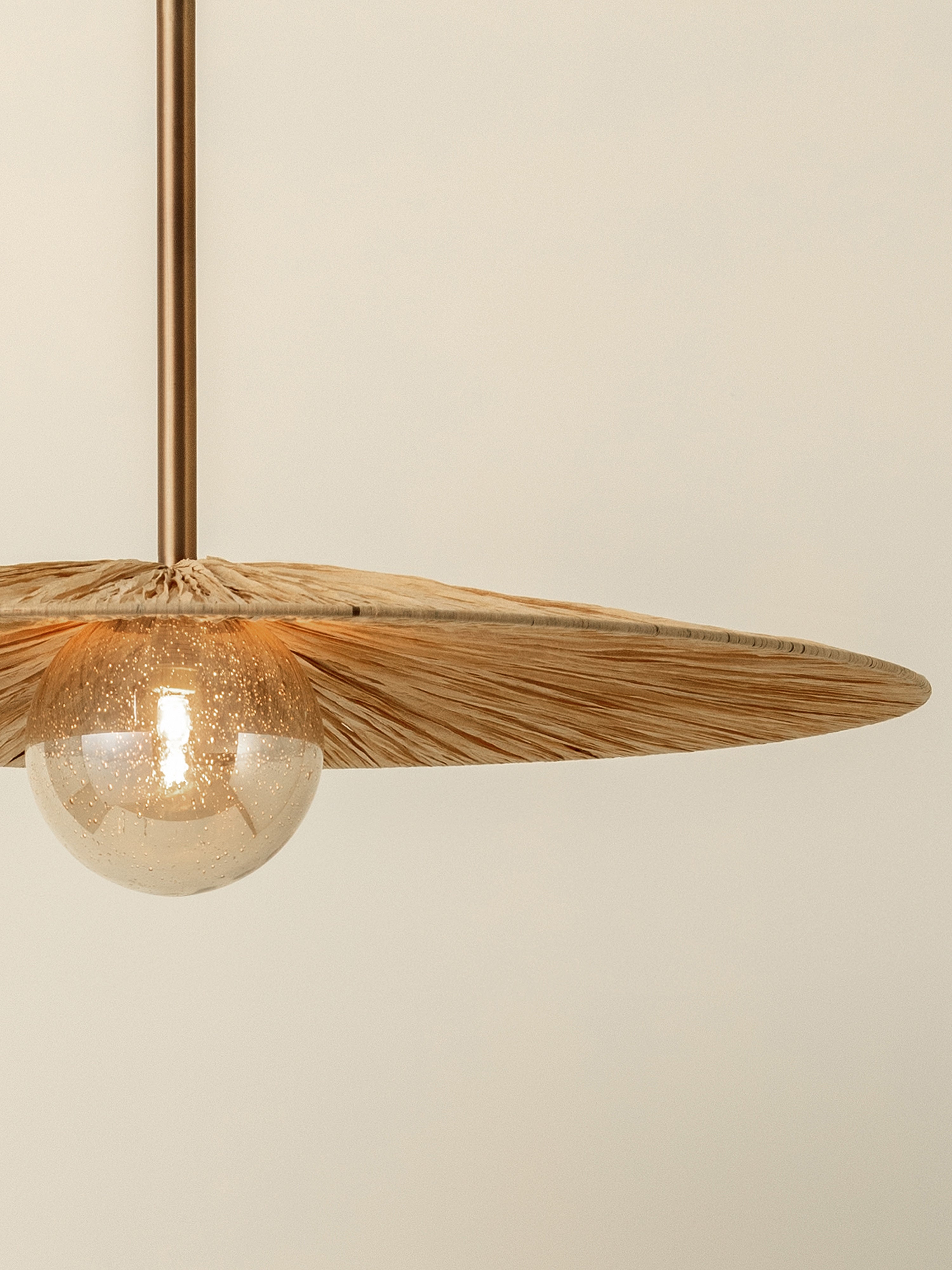 Ridotti - 1 light natural raffia and burnished brass pendant | Ceiling Light | Lights & Lamps Inc | Modern Affordable Designer Lighting | USA