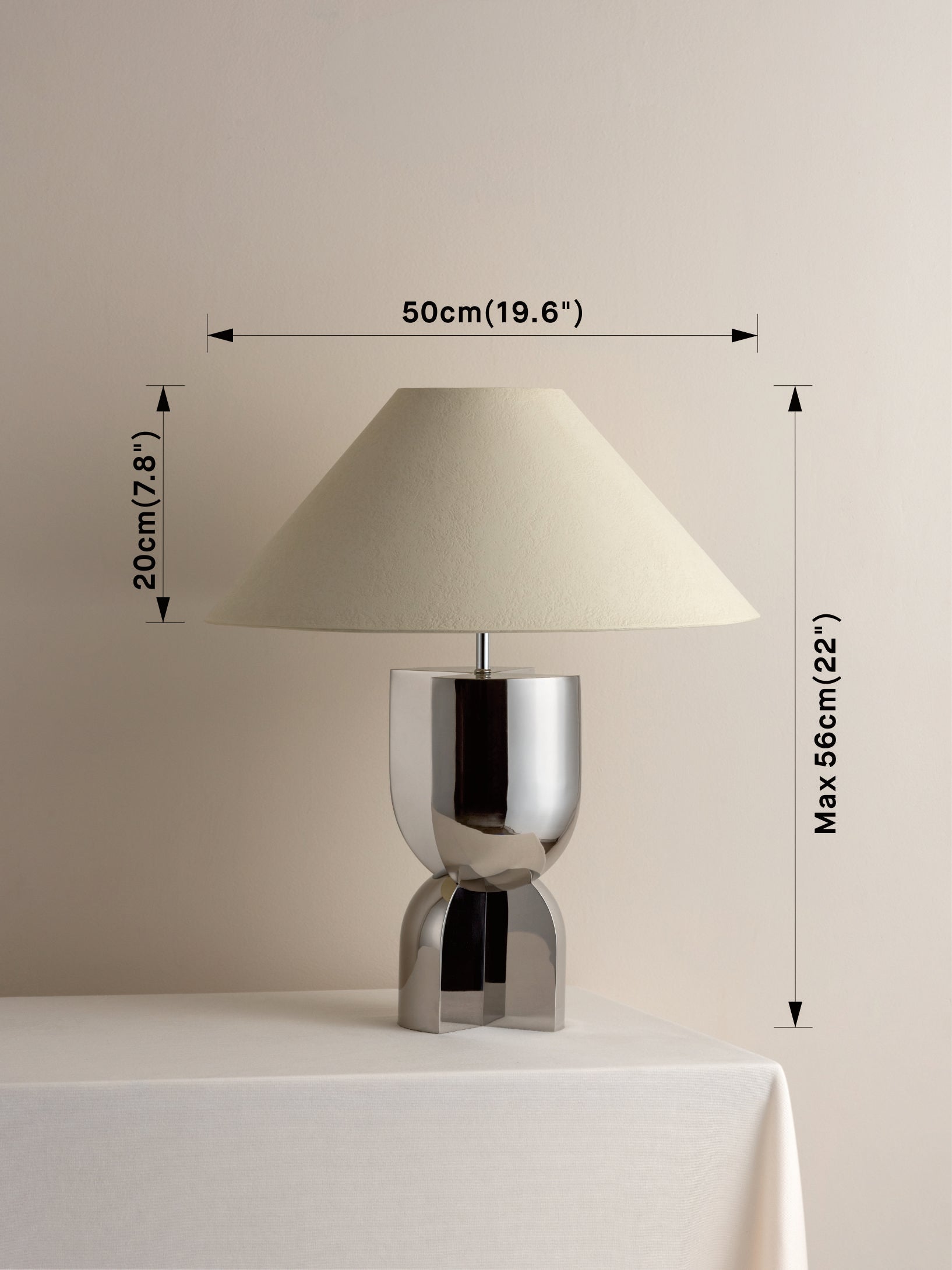 Editions chrome lamp with + plaster shade | Table Lamp | Lights & Lamps Inc | Modern Affordable Designer Lighting | USA