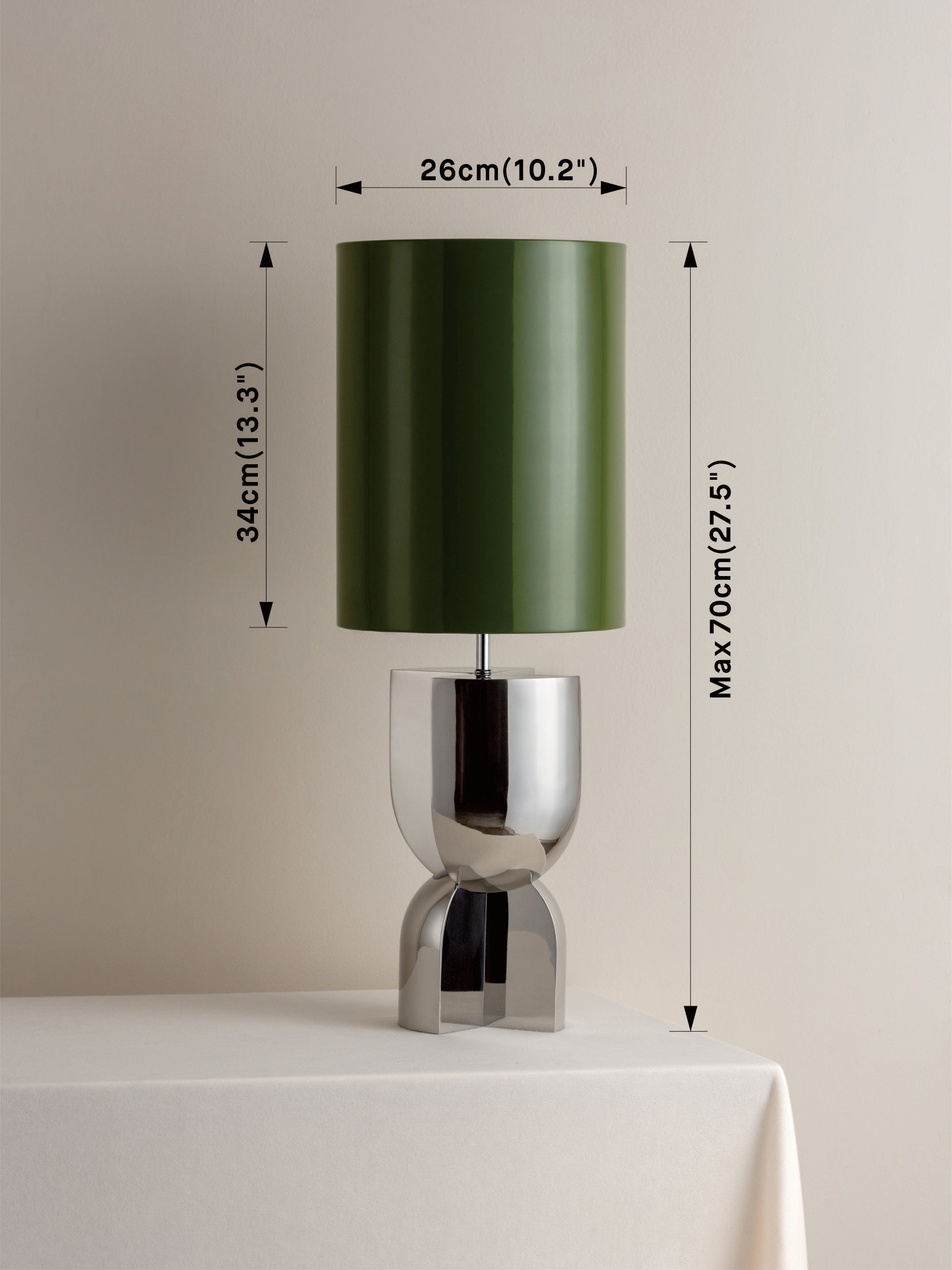 Editions chrome lamp with + green lacquer shade | Table Lamp | Lights & Lamps Inc | Modern Affordable Designer Lighting | USA