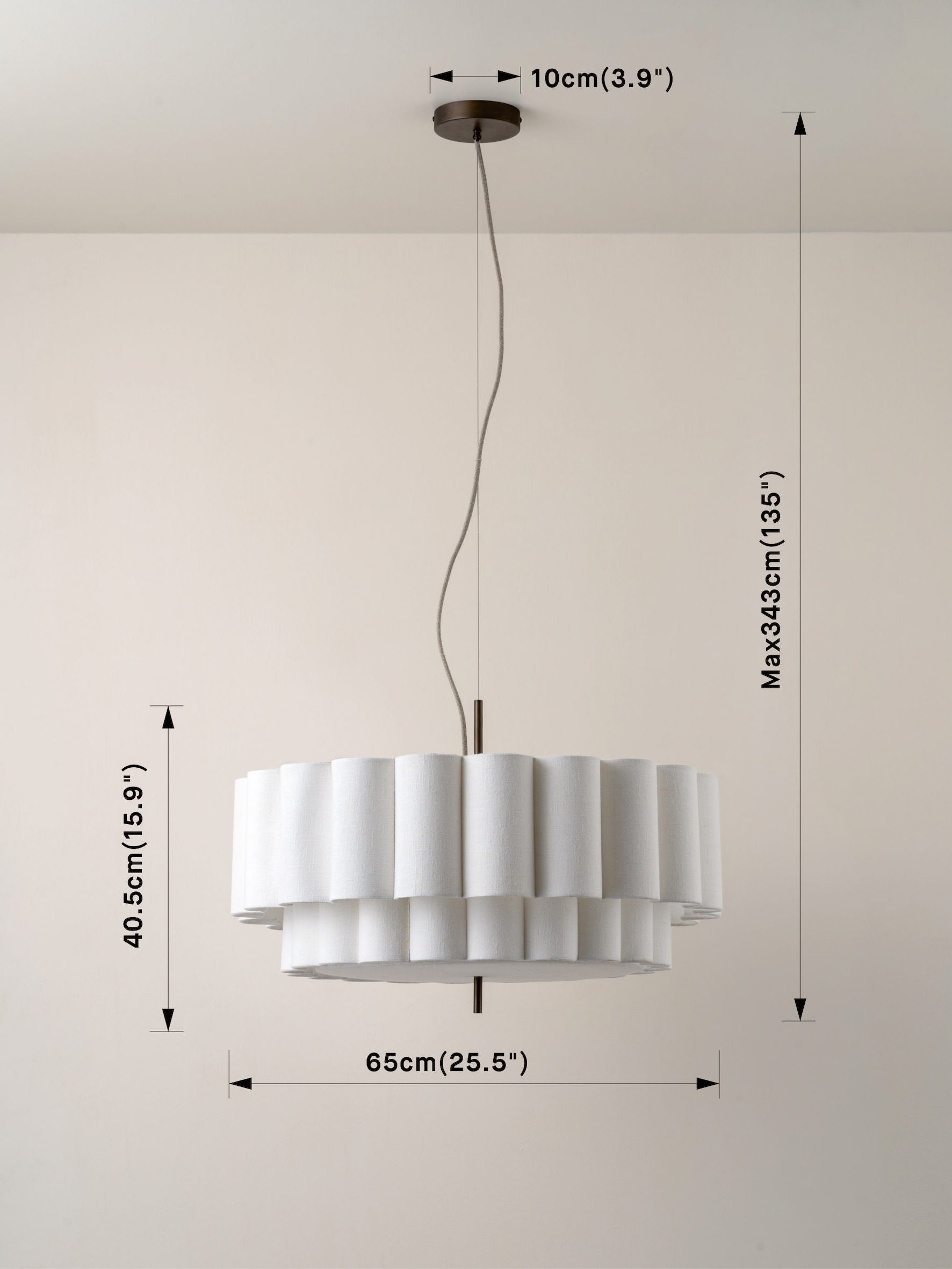 Folia - large scalloped natural linen pendant | Ceiling Light | Lights & Lamps Inc | Modern Affordable Designer Lighting | USA