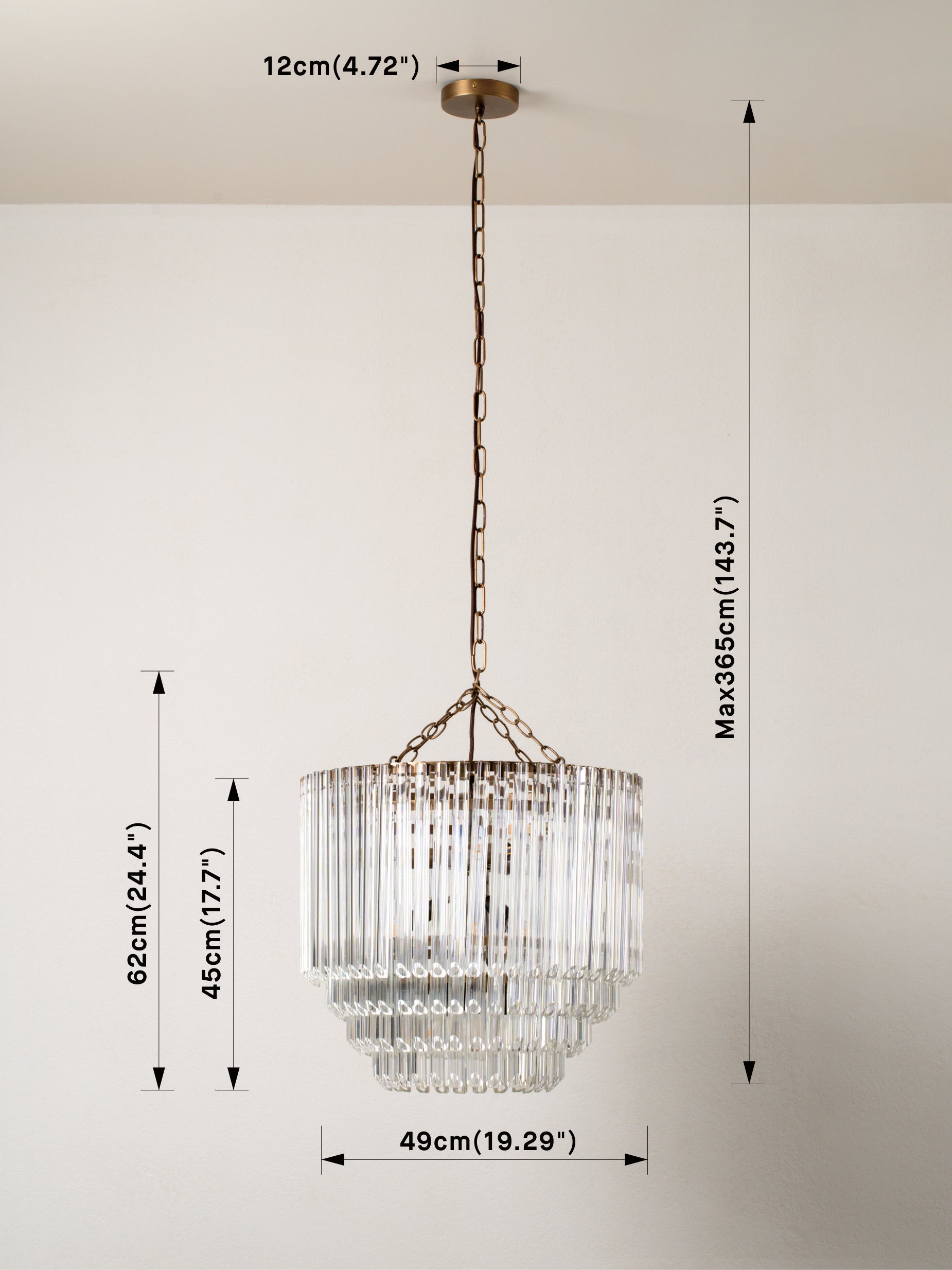 Petalia - 9 light aged brass and clear glass tube tall chandelier | Chandelier | lights & lamps | US | Modern affordable designer lighting 