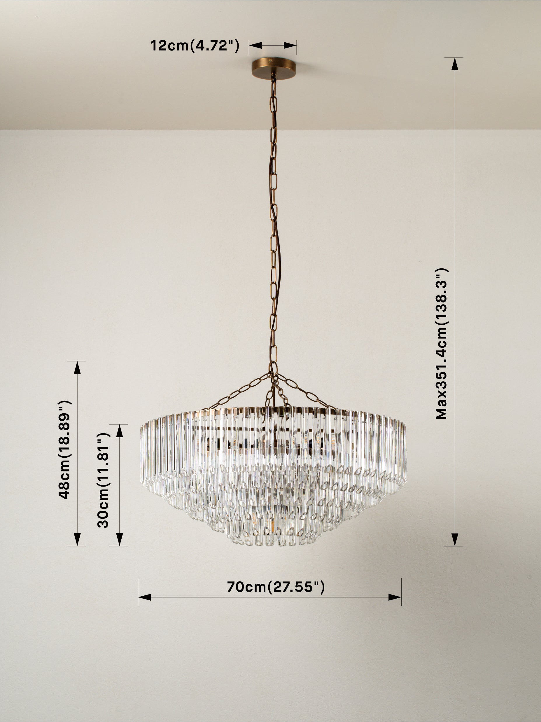 Petalia - 9 light aged brass and clear glass tube wide chandelier | Chandelier | lights & lamps | US | Modern affordable designer lighting 