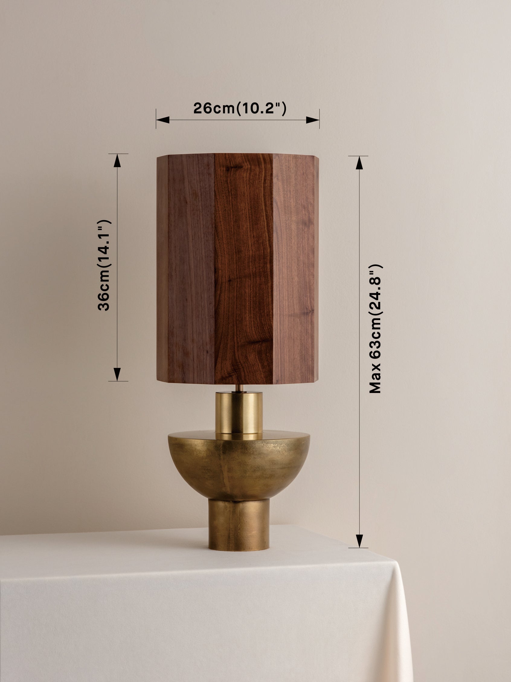 Editions brass lamp with + walnut wood shade | Table Lamp | Lights & Lamps Inc | Modern Affordable Designer Lighting | USA