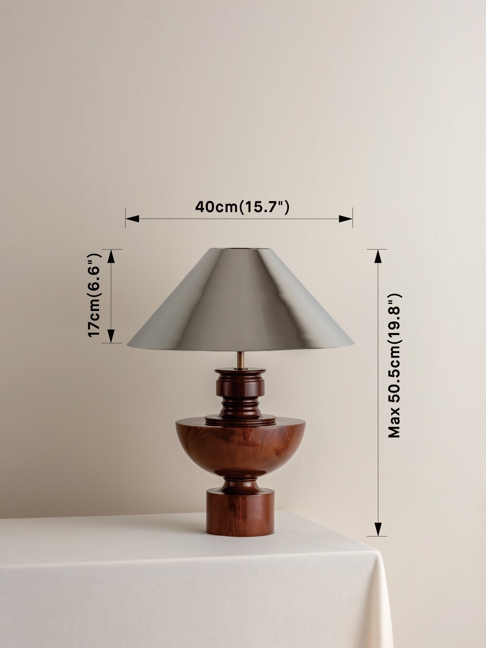 Editions spun wood lamp with + chrome shade | Table Lamp | Lights & Lamps Inc | Modern Affordable Designer Lighting | USA
